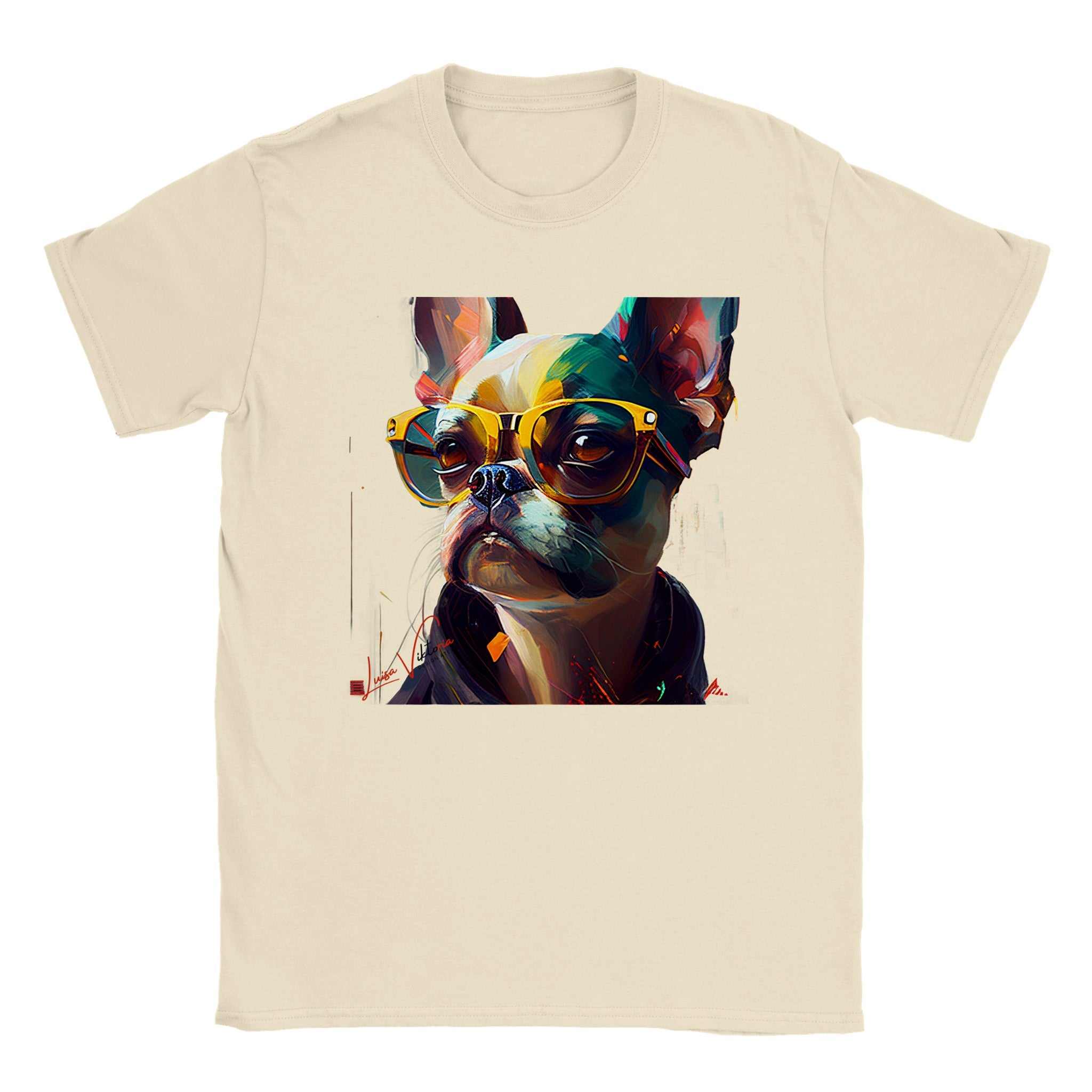 T-shirt unisexe au design tendance. Bouledogue français. Luisa Viktoria
