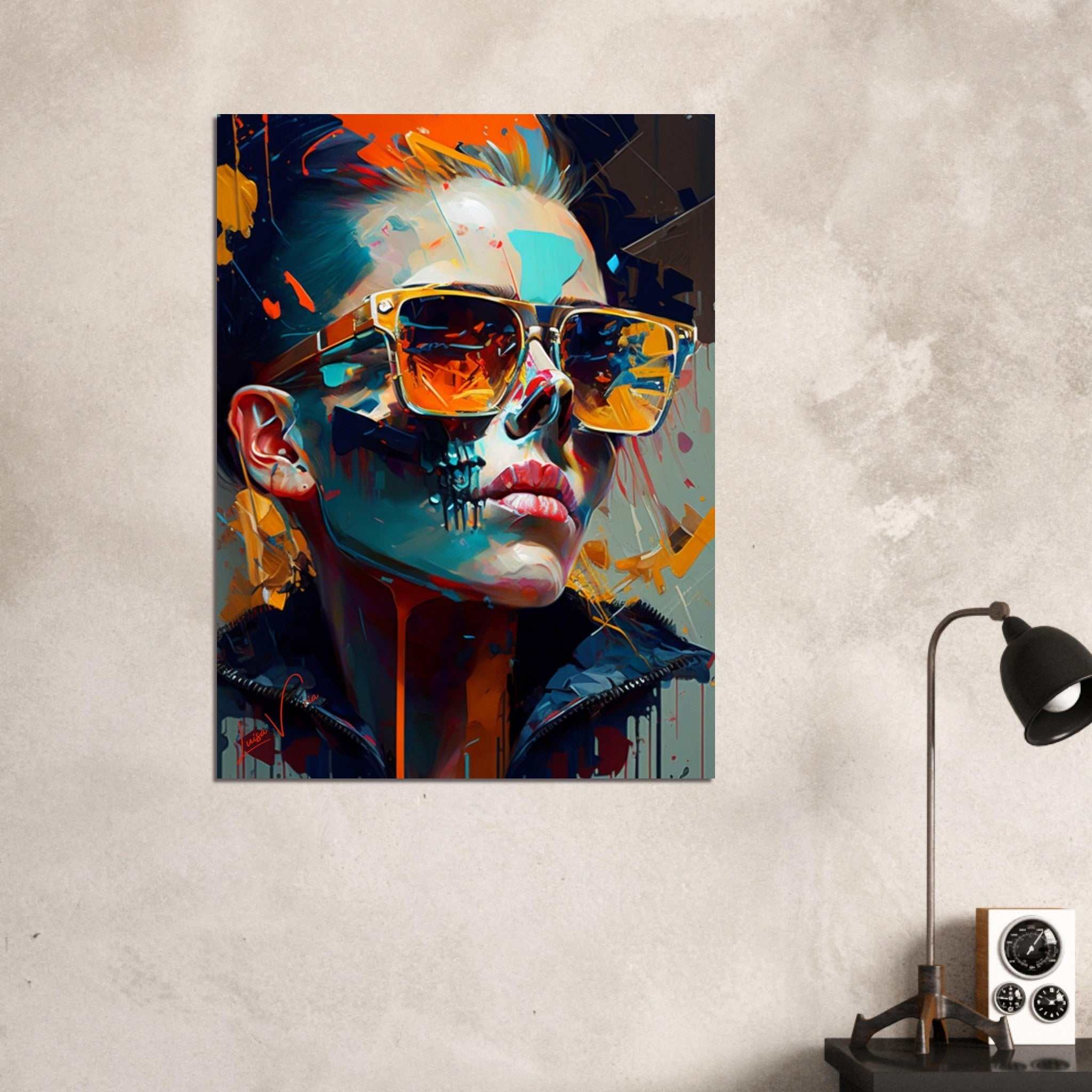 Female skull colorful poster art print