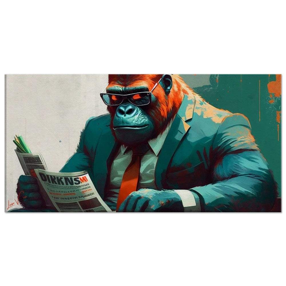 Luxurious Color Worlds: Design Canvas. Gorilla with newspaper by Luisa Viktoria.