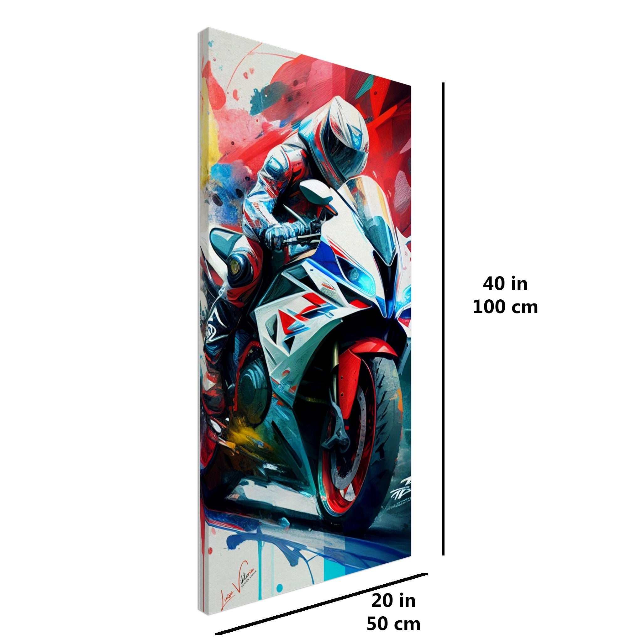Yamaha R1 Motorcycle vertical canvas wall art print Luisa-Viktoria