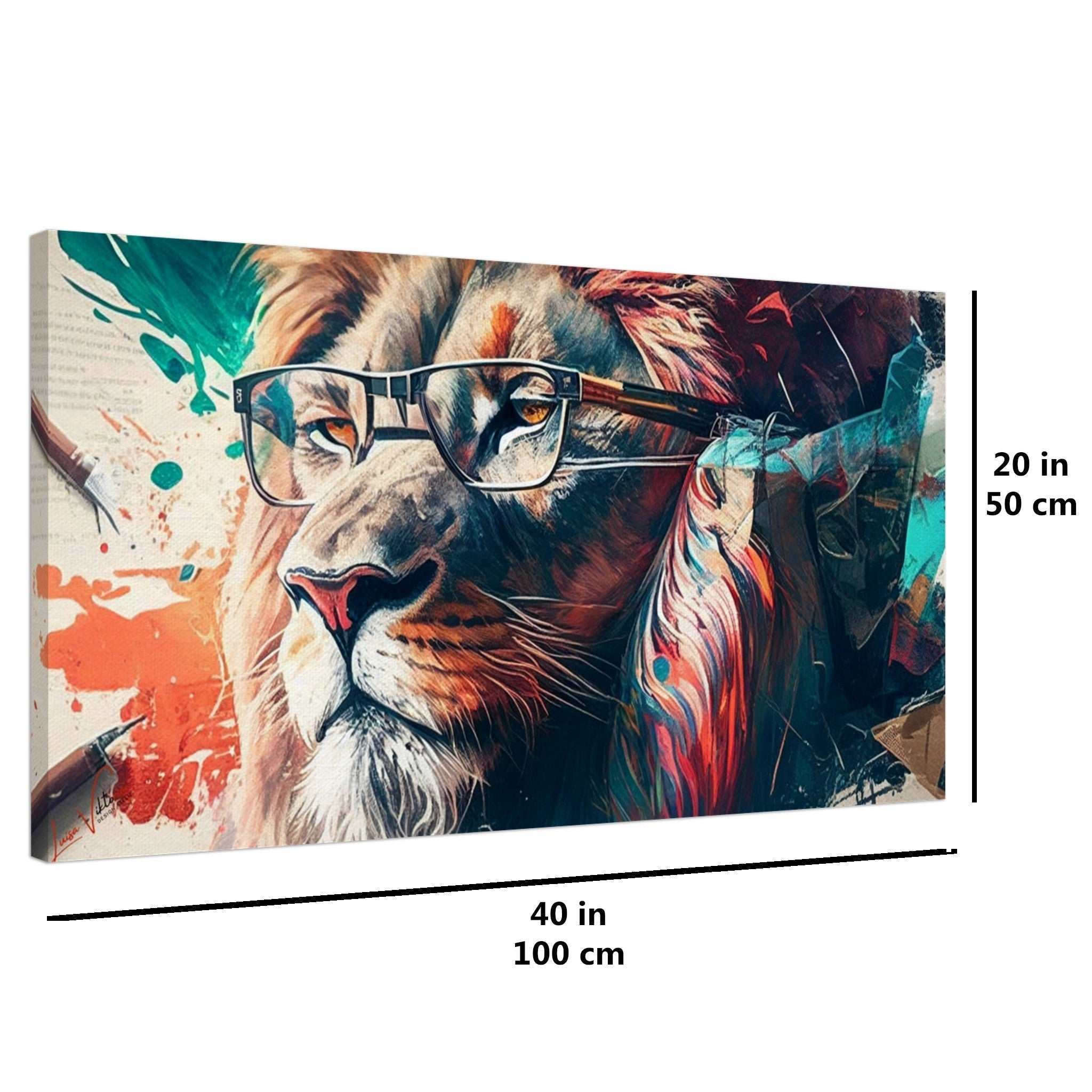 Lion horizontal canvas wall art print