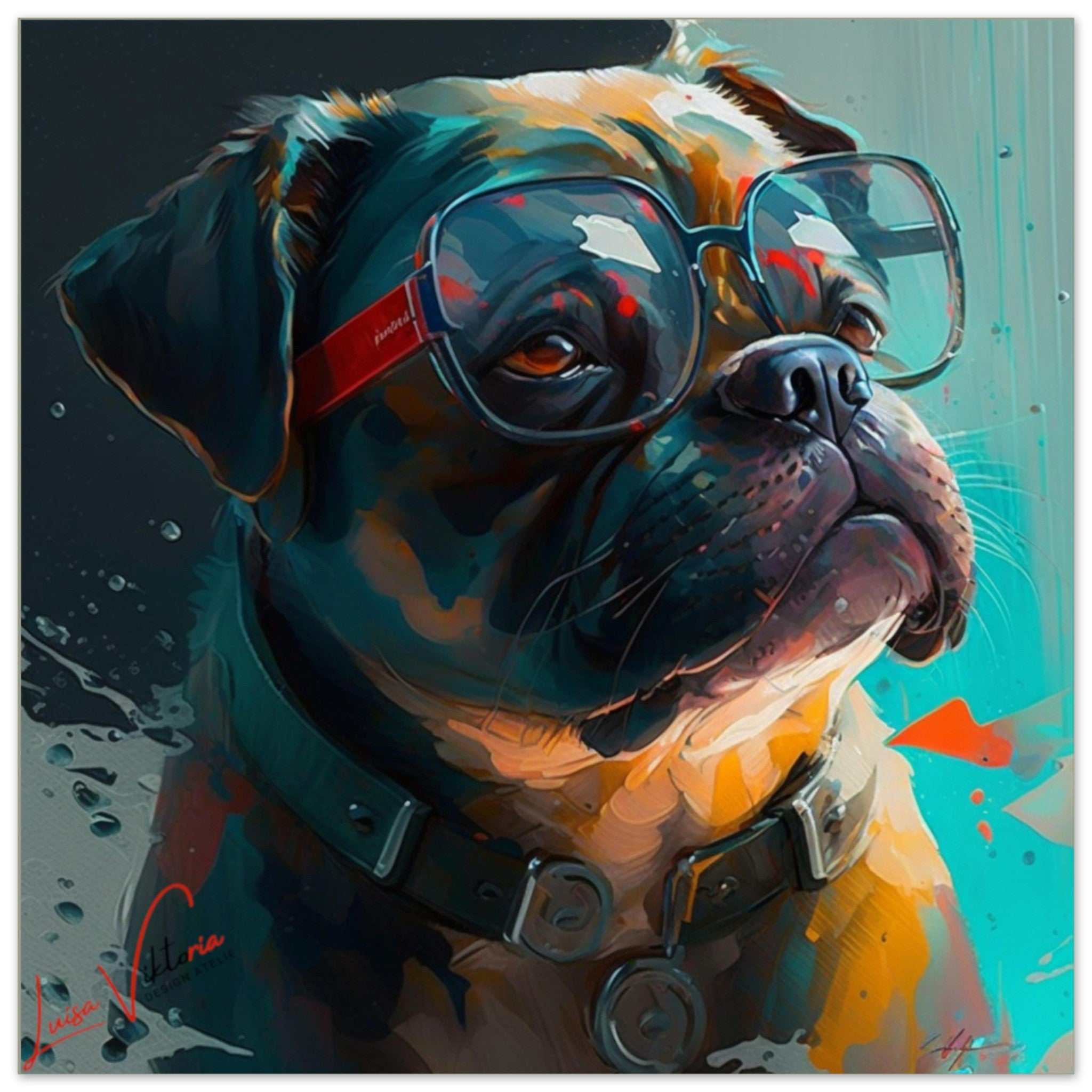 Pug luxury wall art decor unique gift Luisa-Viktoria