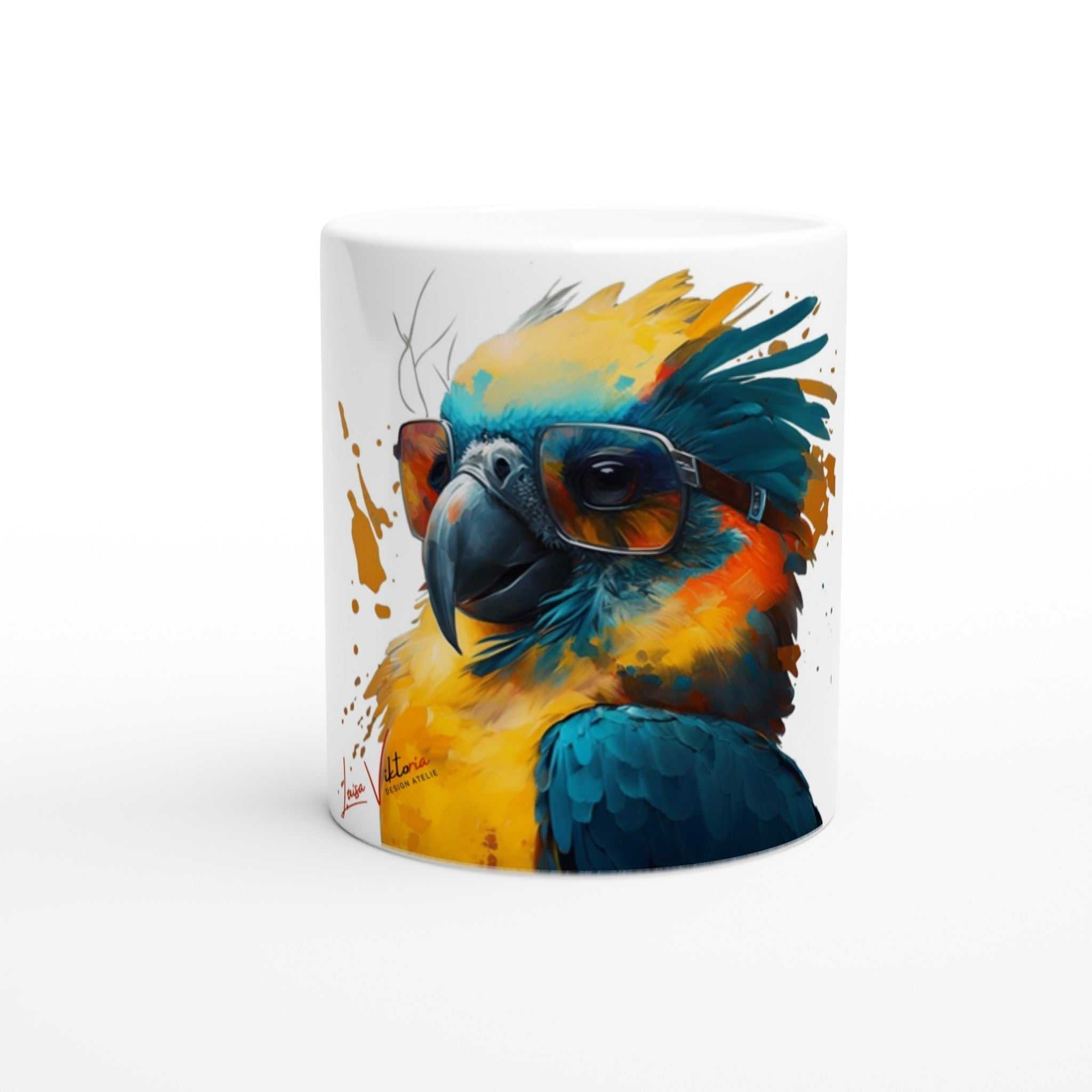 parrot ceramic coffee mug Design gift, by Luisa Viktoria