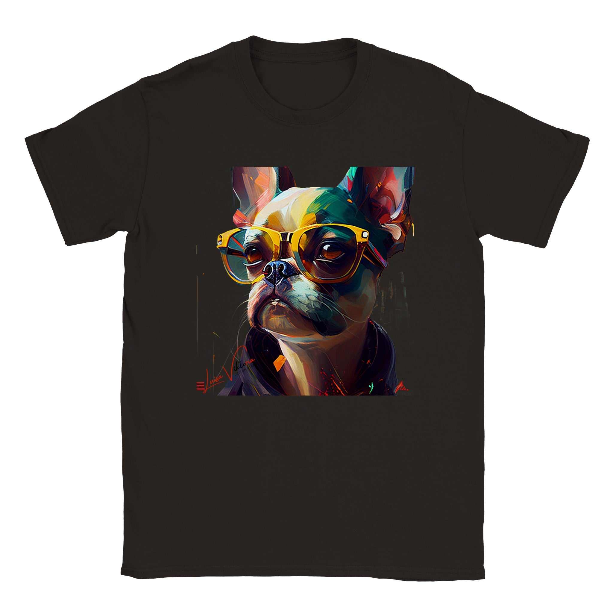 T-shirt unisexe au design tendance. Bouledogue français. Luisa Viktoria
