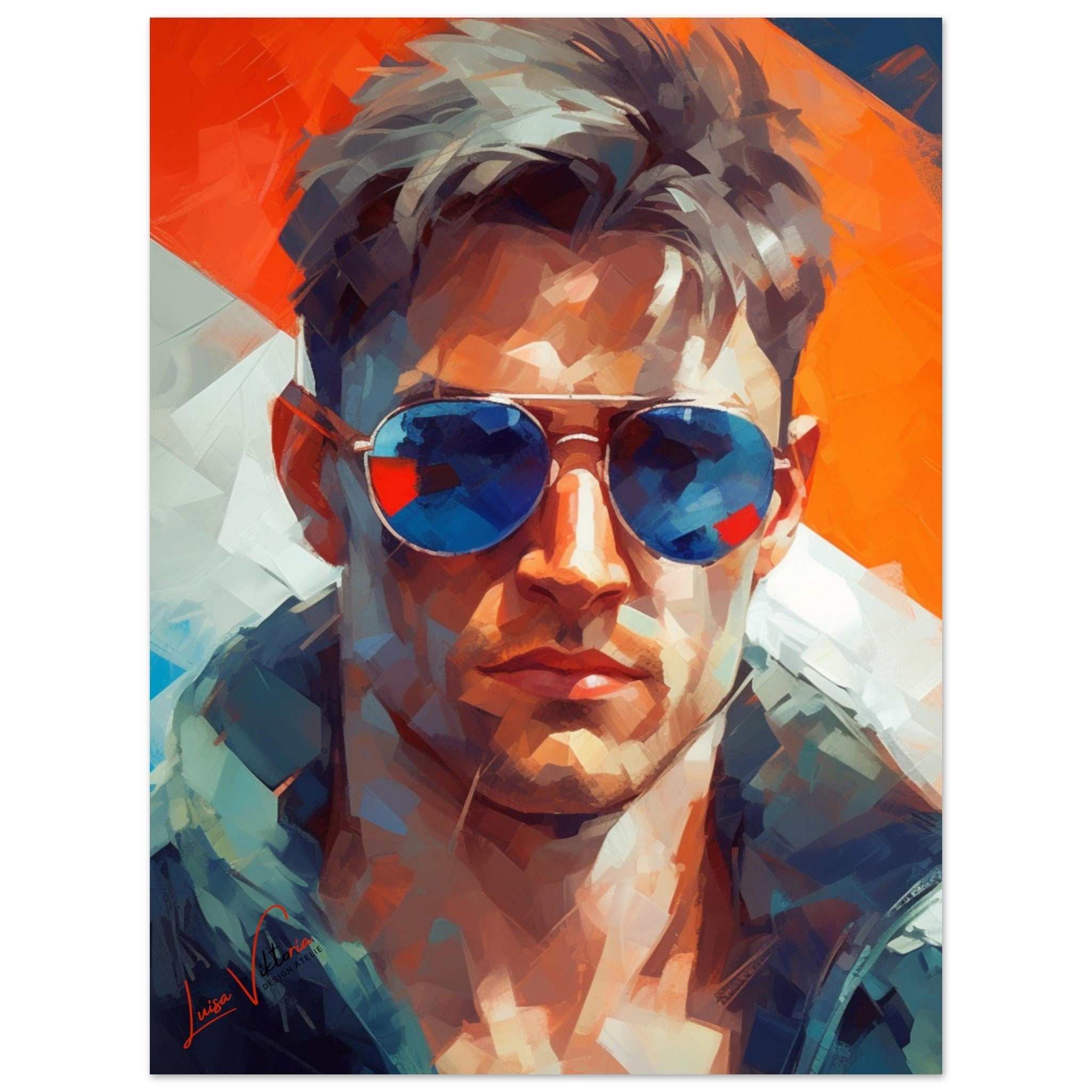 Portrait of a man colorful poster art print Luisa-Viktoria