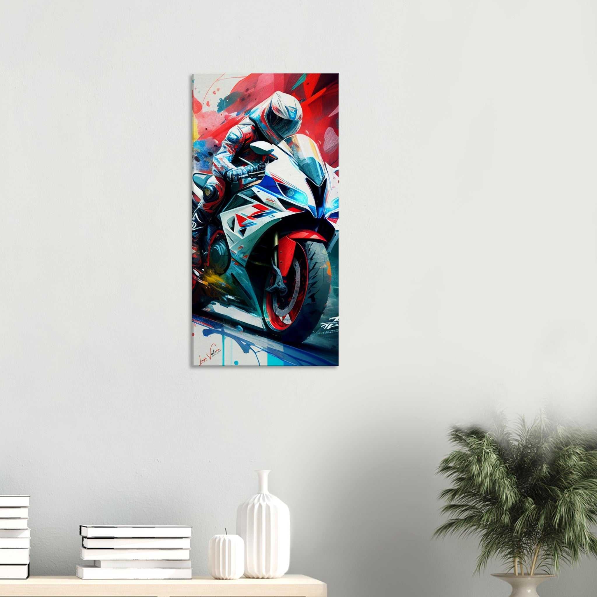 Yamaha R1 Motorcycle vertical canvas wall art print