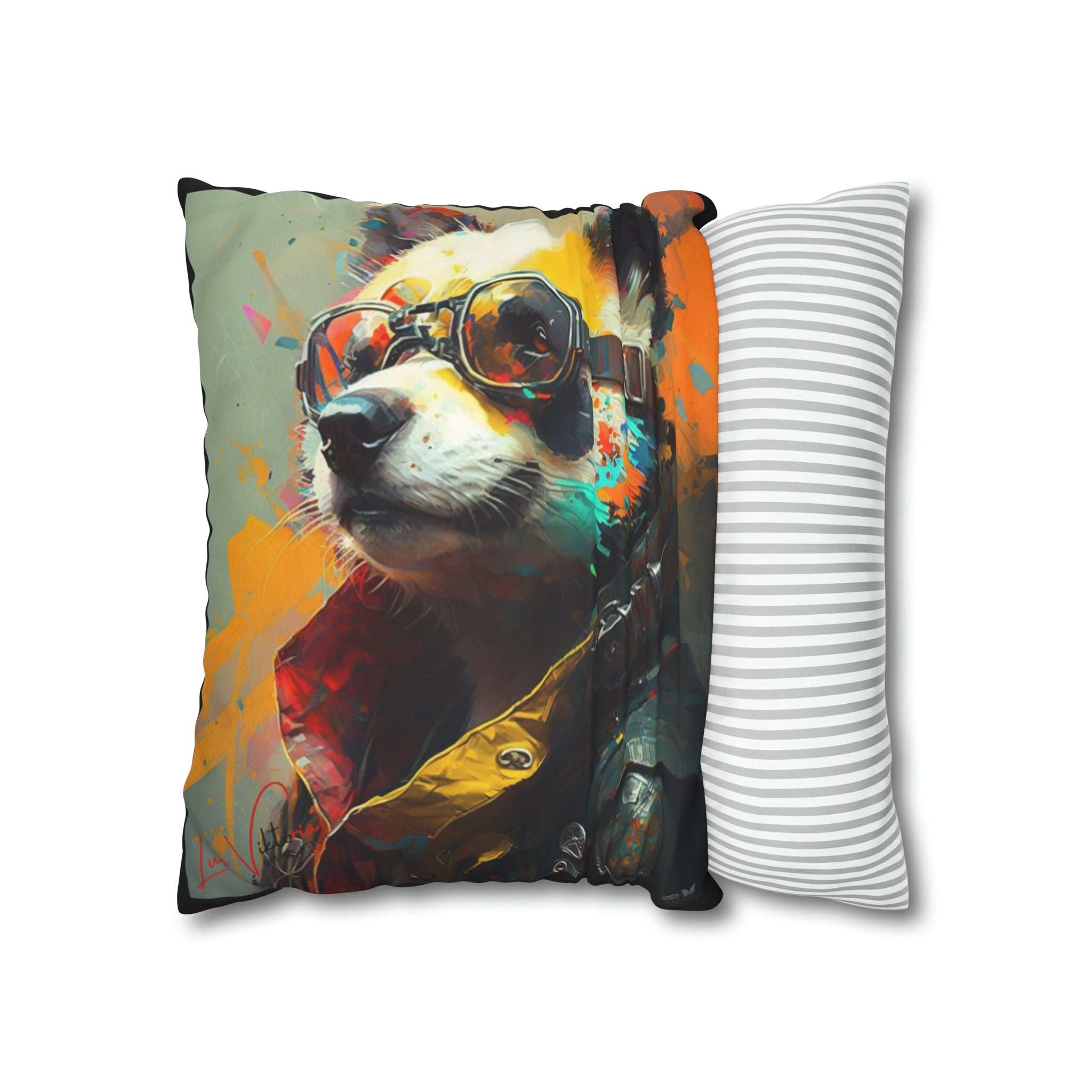 Panda with glasses accent pillow cover and throw cushion case Luisa-Viktoria