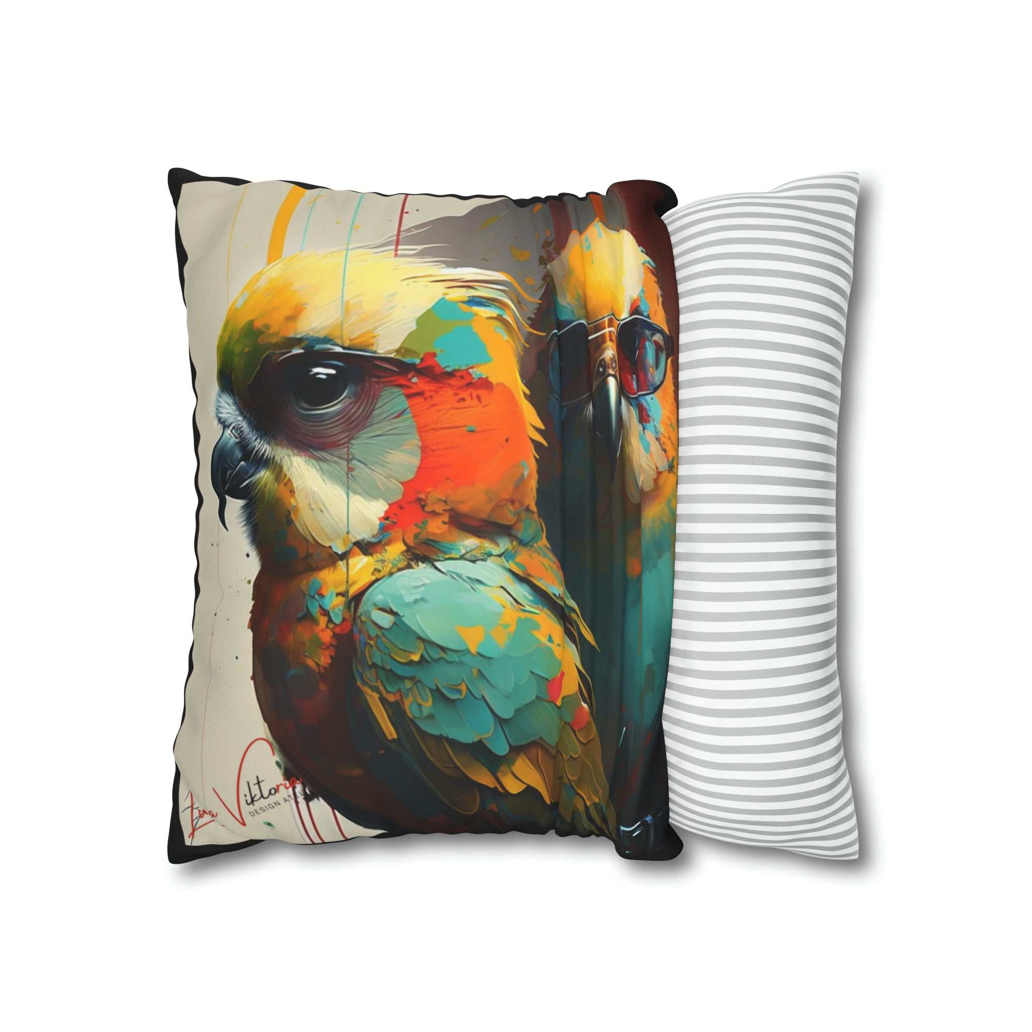 Budgies accent pillow cover and throw cushion case Luisa-Viktoria