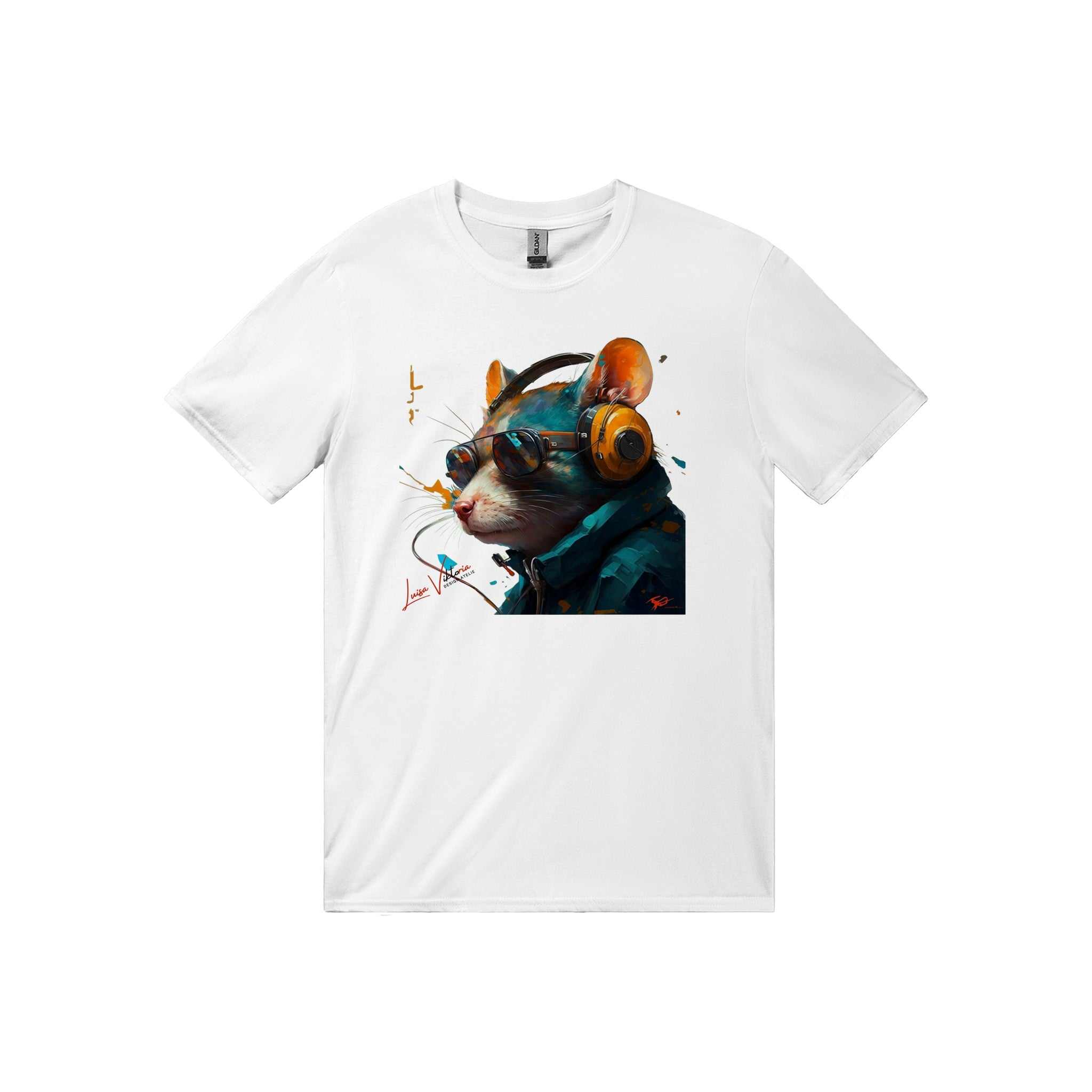 Trend Art Design T-Shirt. Rat with glasses. Luisa Viktoria
