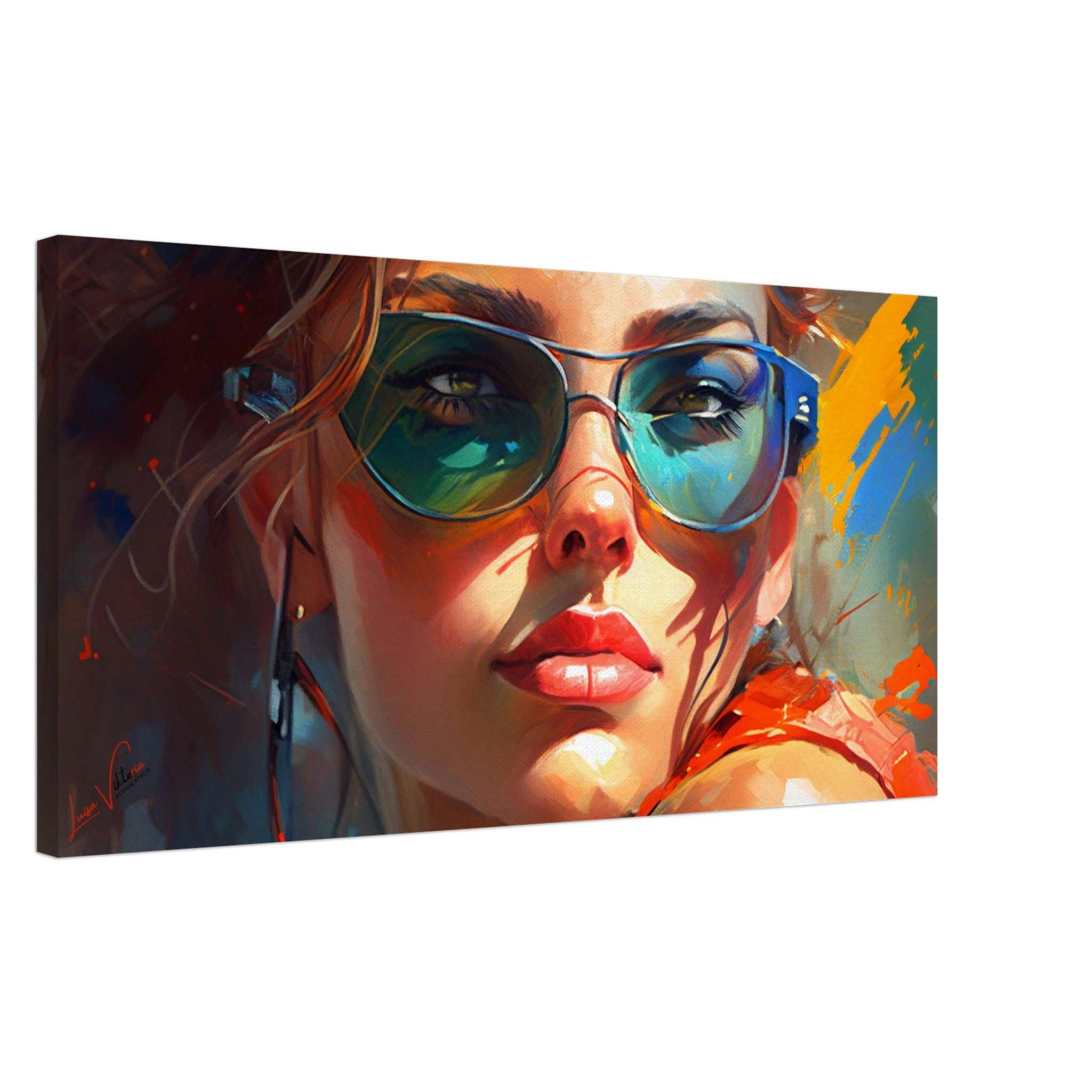 Luxurious Color Worlds, color green, yellowy red. Colorful Wall Art, canvas gift, Luisa Viktoria.