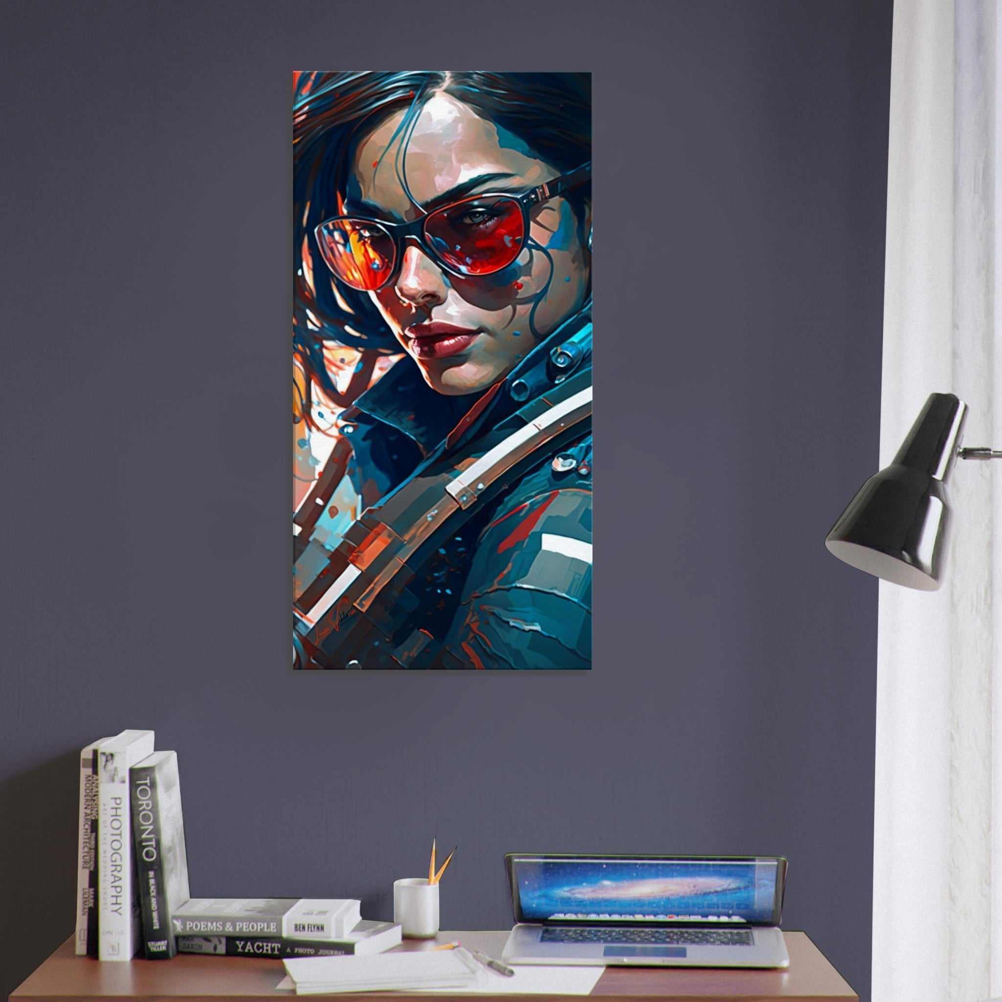 Woman and future vertical canvas wall art print