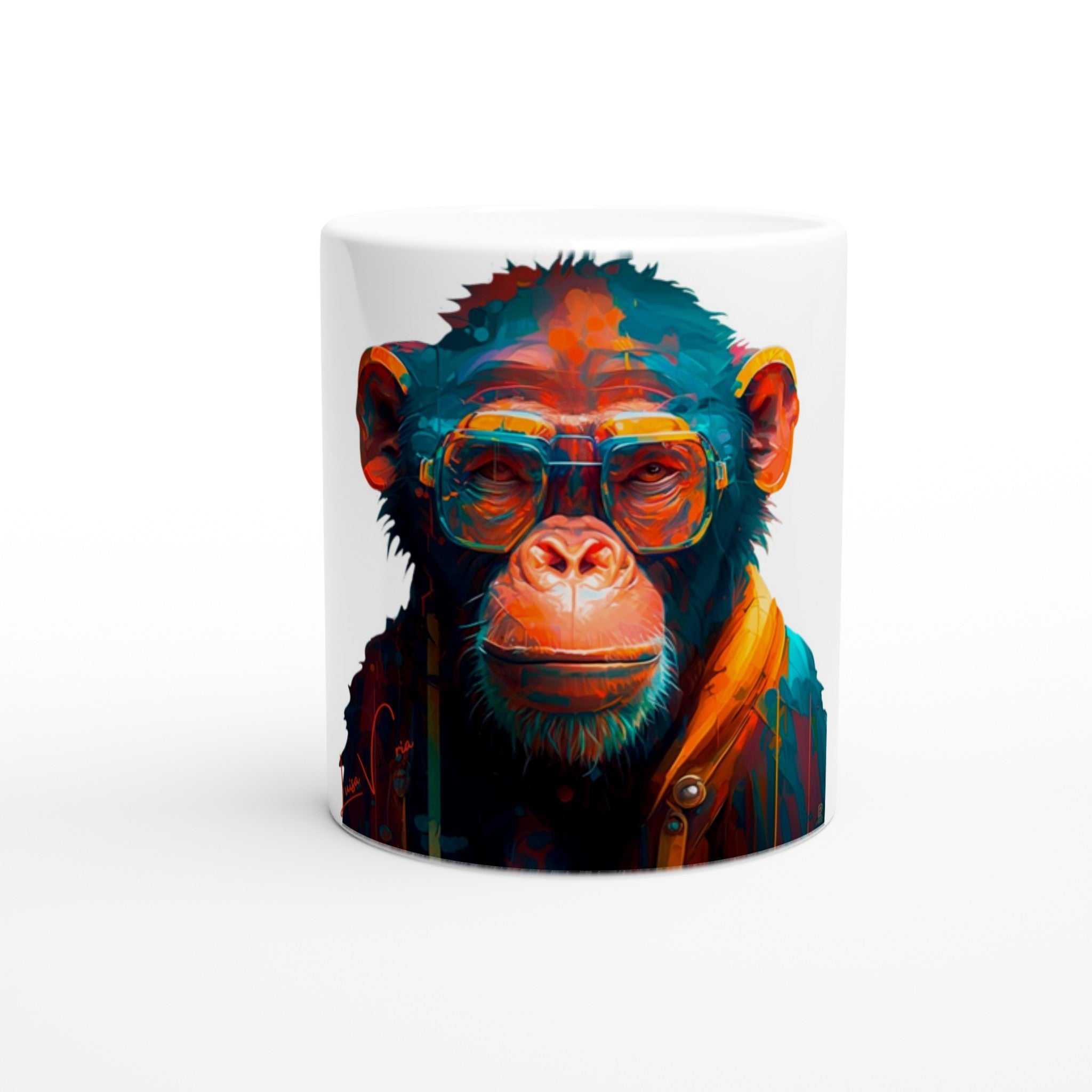Chimpanzee ceramic coffee mug Design gift, by Luisa Viktoria