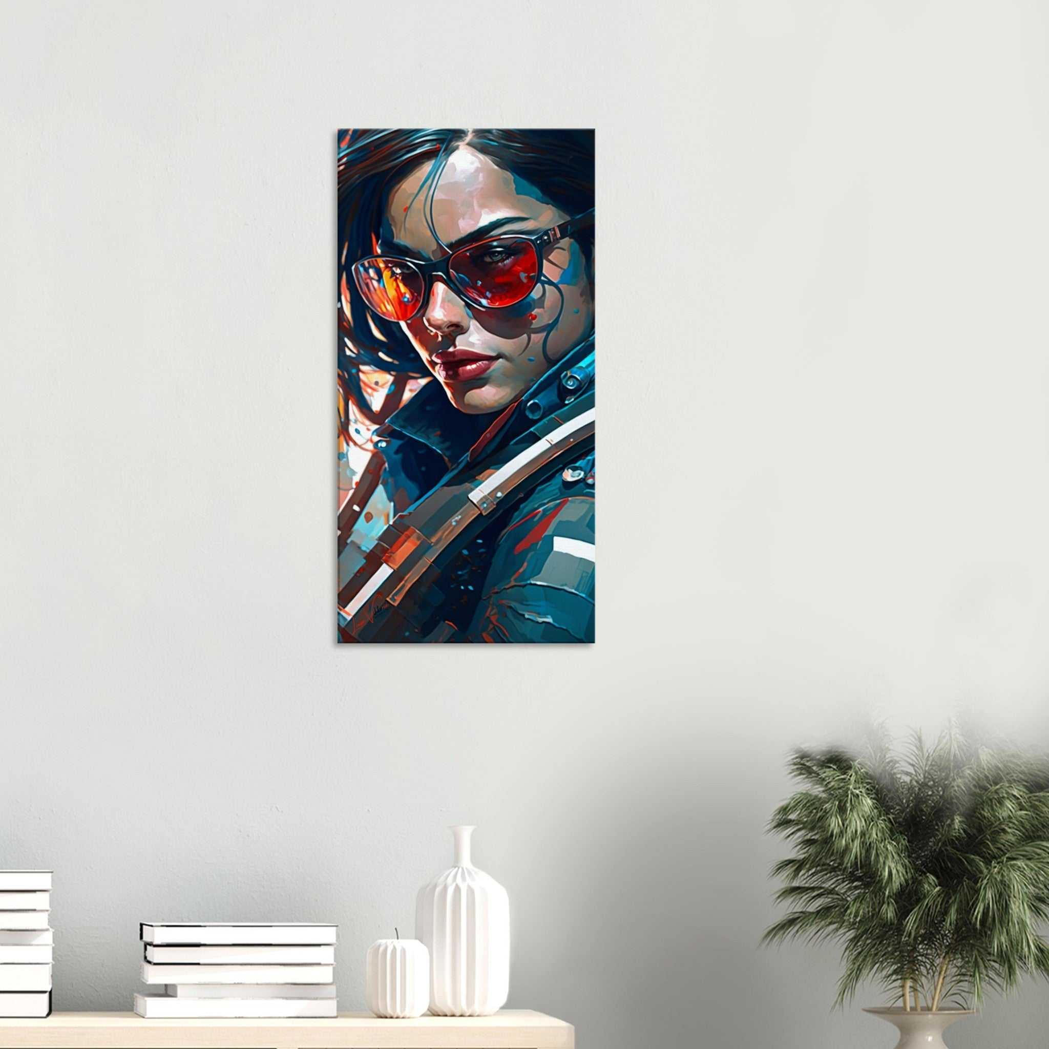 Woman and future vertical canvas wall art print
