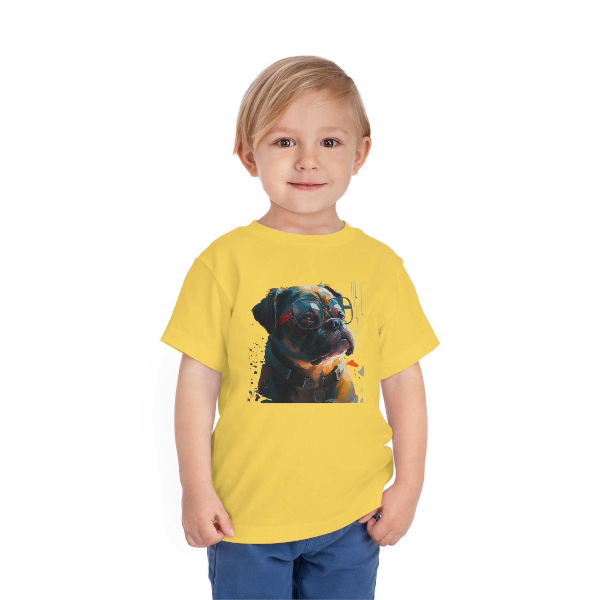 Pug Mops Lifestyle Kids Animal T-Shirt yellow