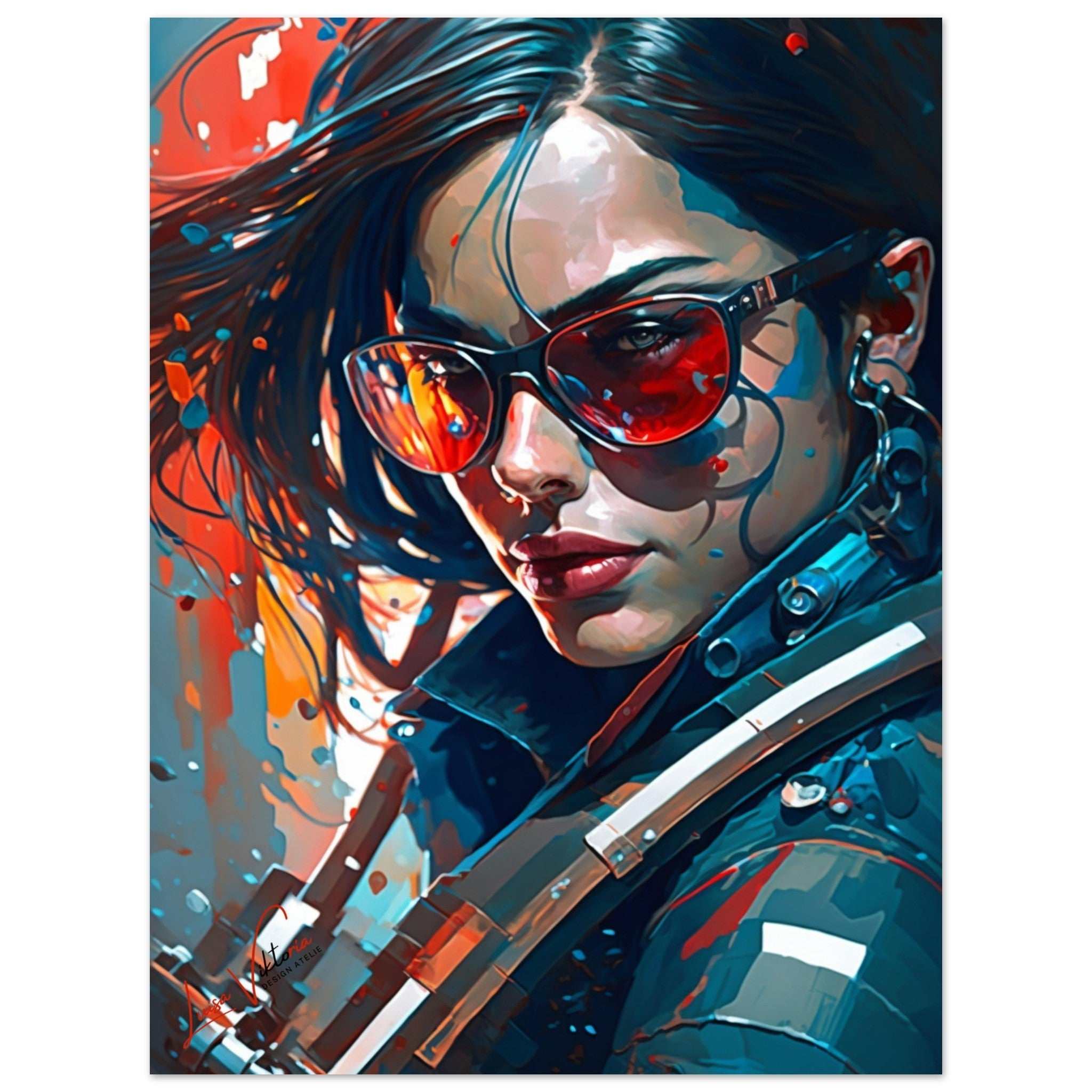 Female portrait colorful poster art print