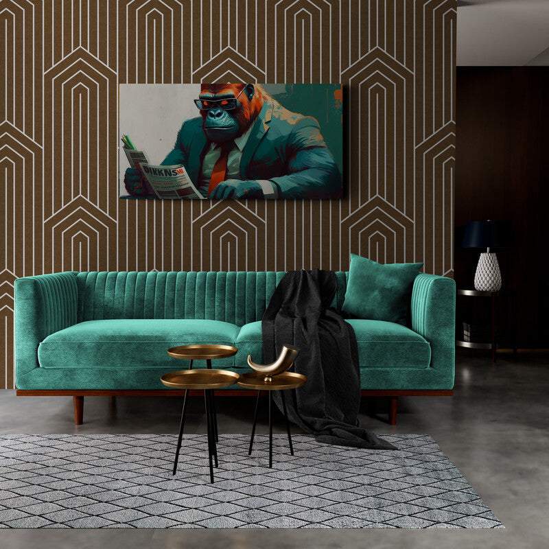 Gorilla with newspaper - canvas wall art print Luisa-Viktoria