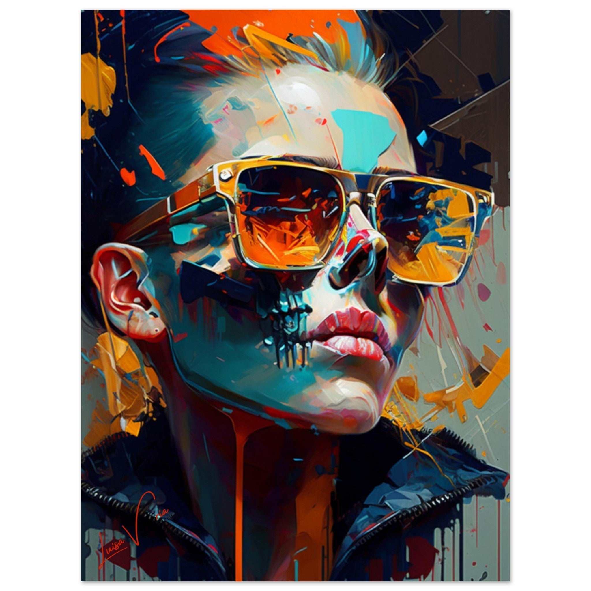 Female skull colorful poster art print