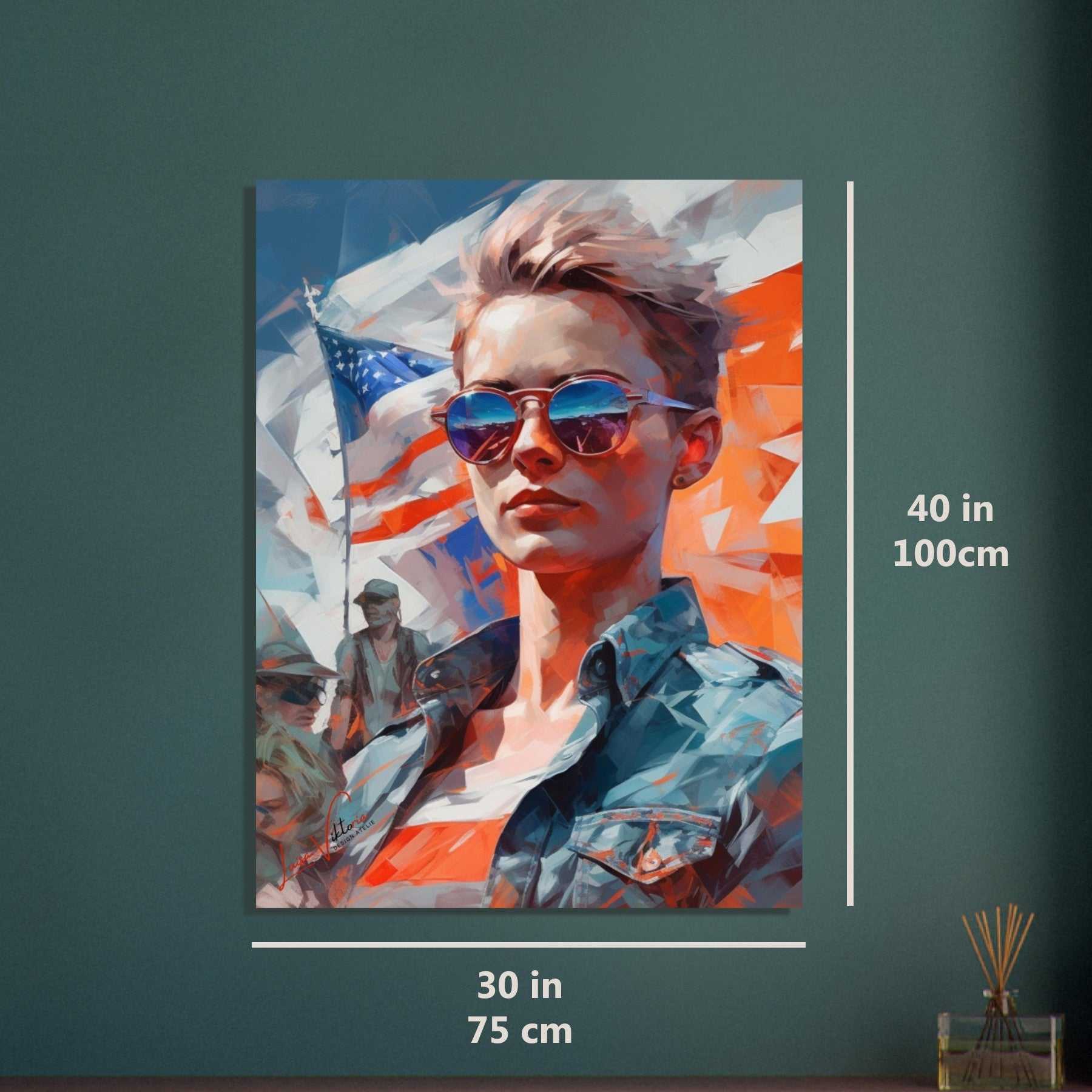 Strong lady colorful poster art print