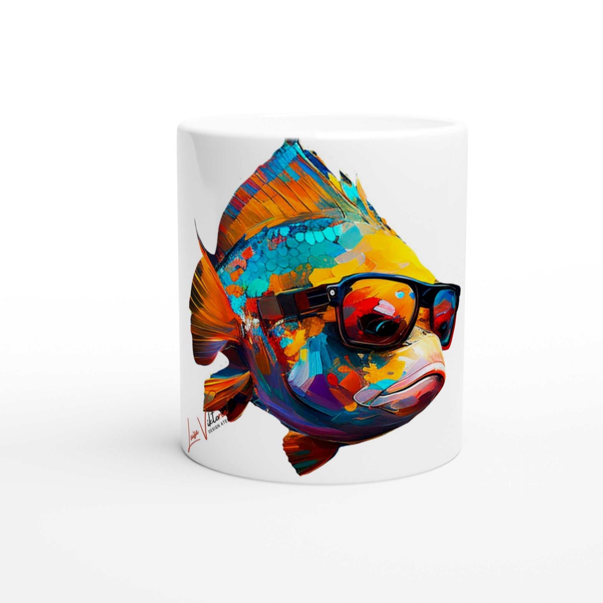 Bass Fish ceramic coffee mug Design gift, by Luisa Viktoria