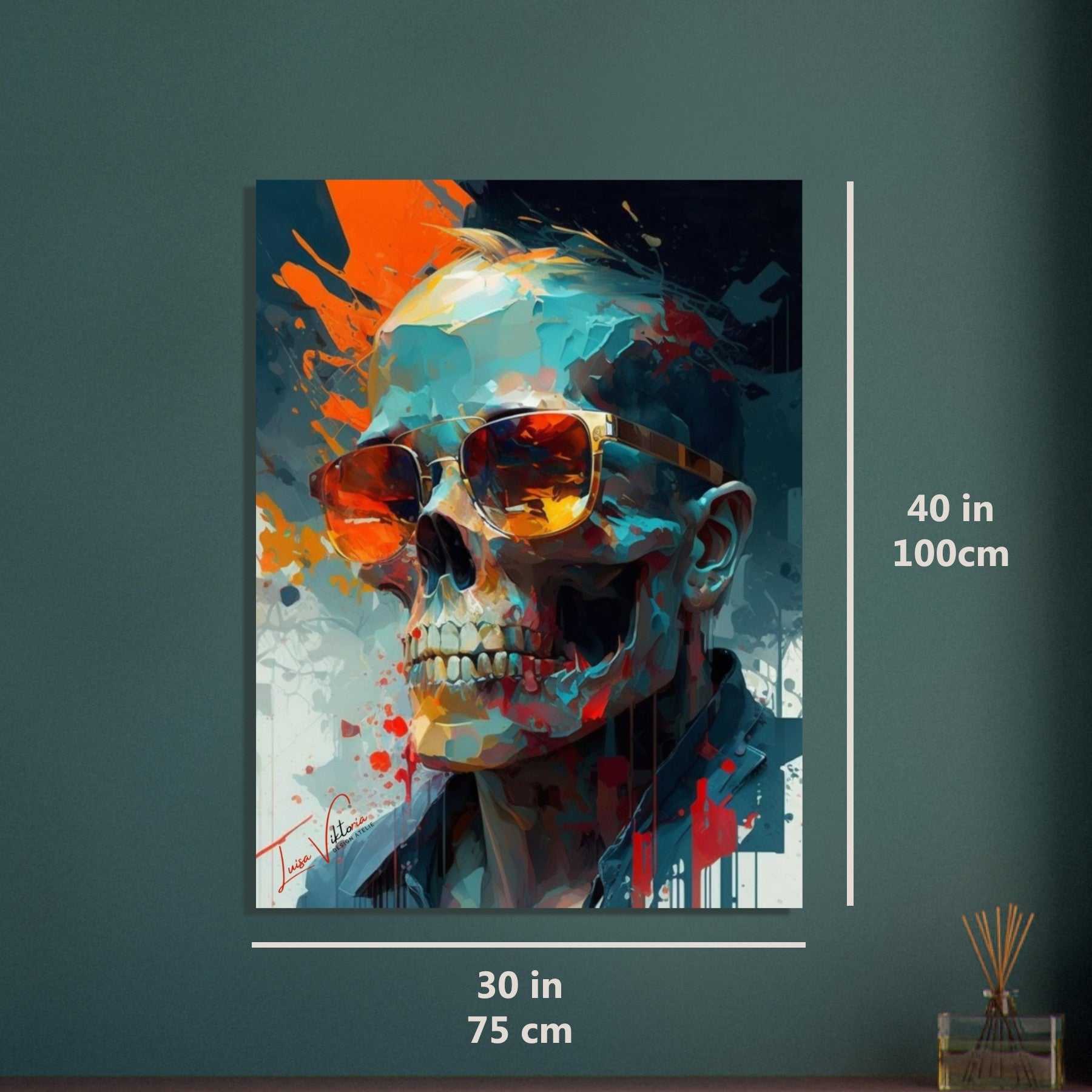 Male skull colorful poster art print
