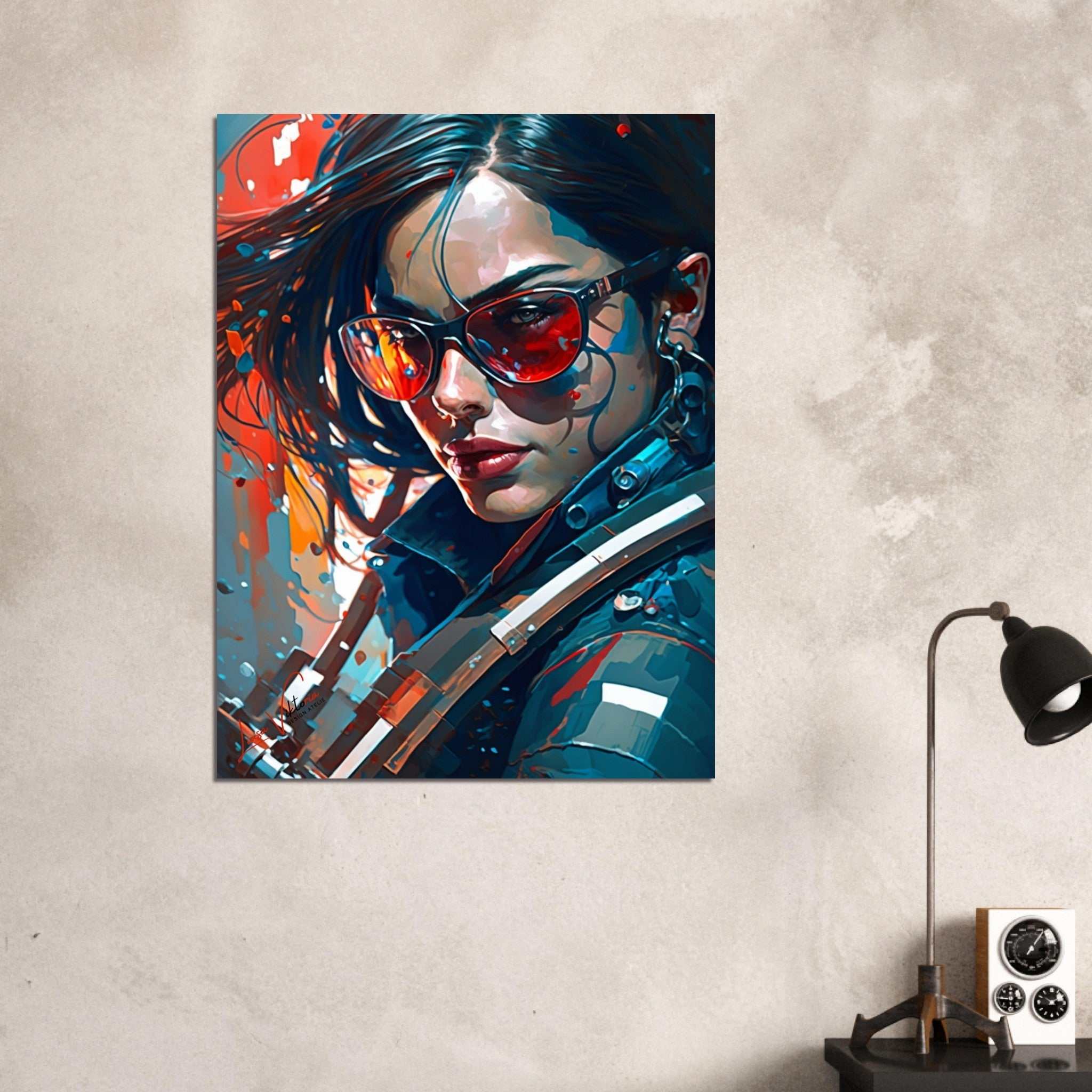 Female portrait colorful poster art print