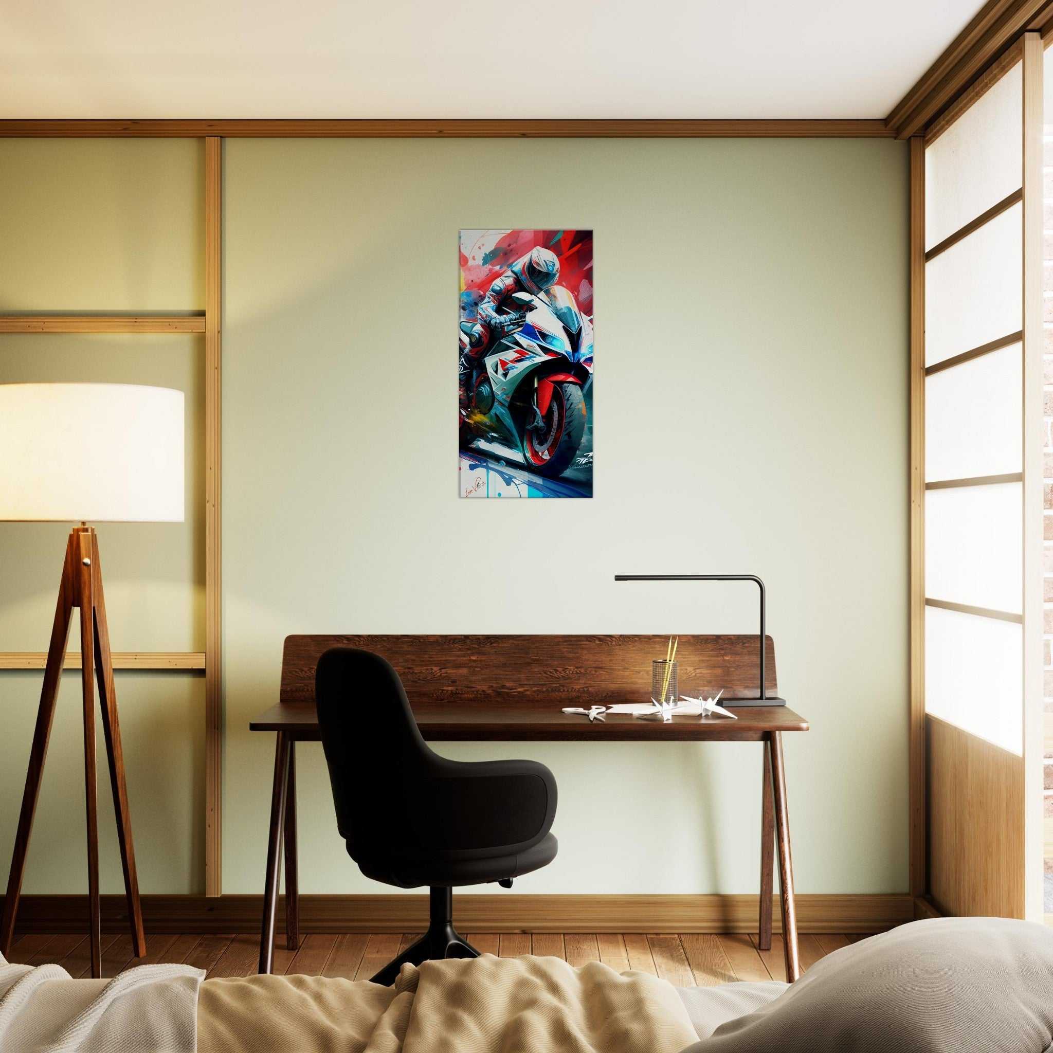 Yamaha R1 Motorcycle vertical canvas wall art print