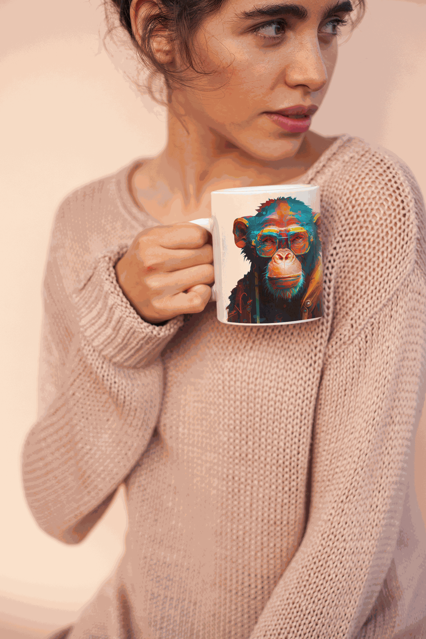 Chimpanzee ceramic coffee mug