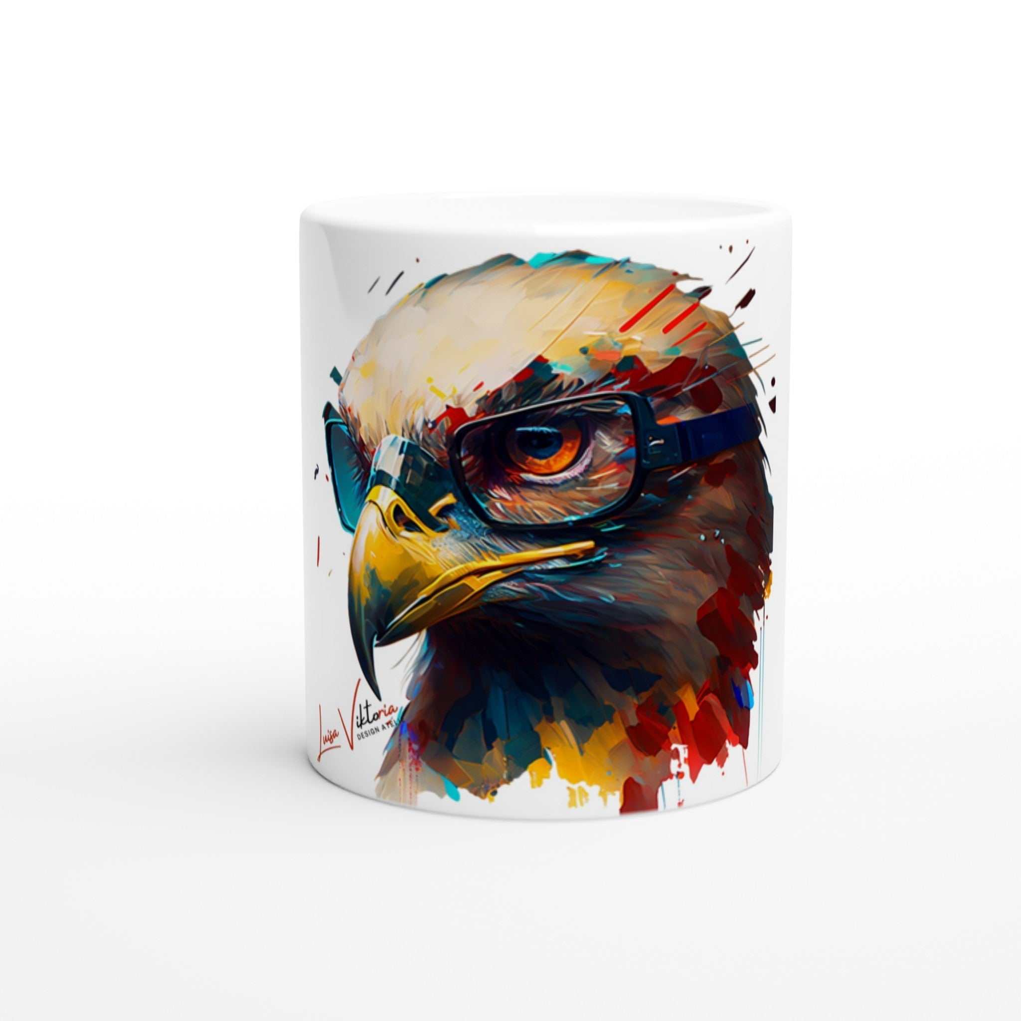 Eagle with glasses ceramic coffee mug Design gift, by Luisa Viktoria