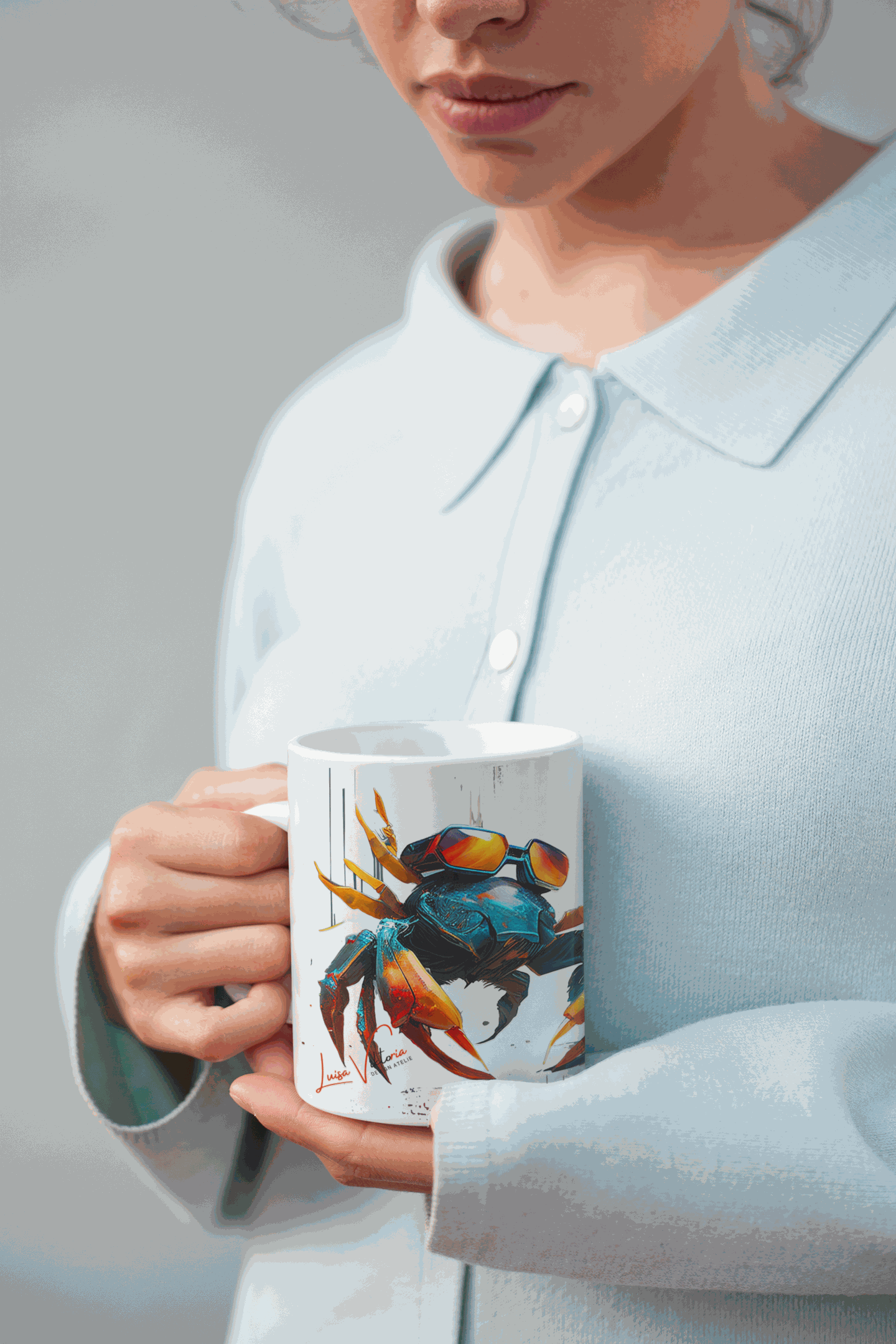Crab with glasses ceramic coffee mug