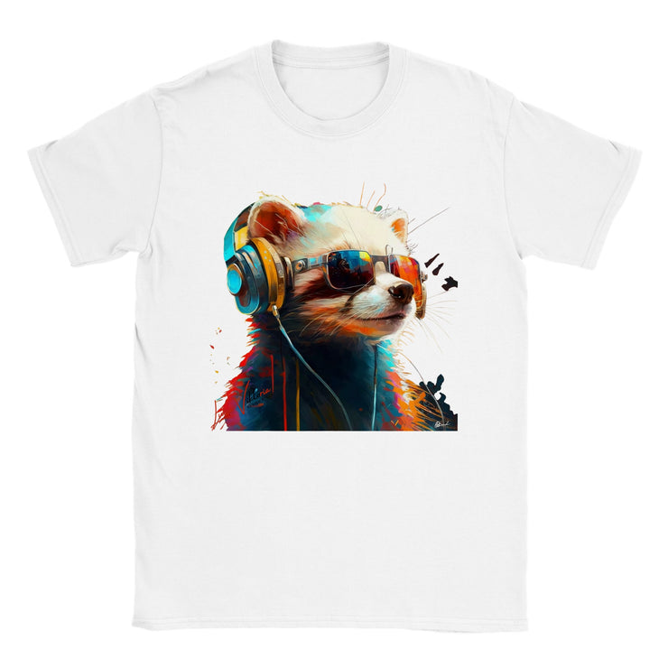 Unisex Trend Art Design T-Shirt. Ferret with glasses. Luisa Viktoria