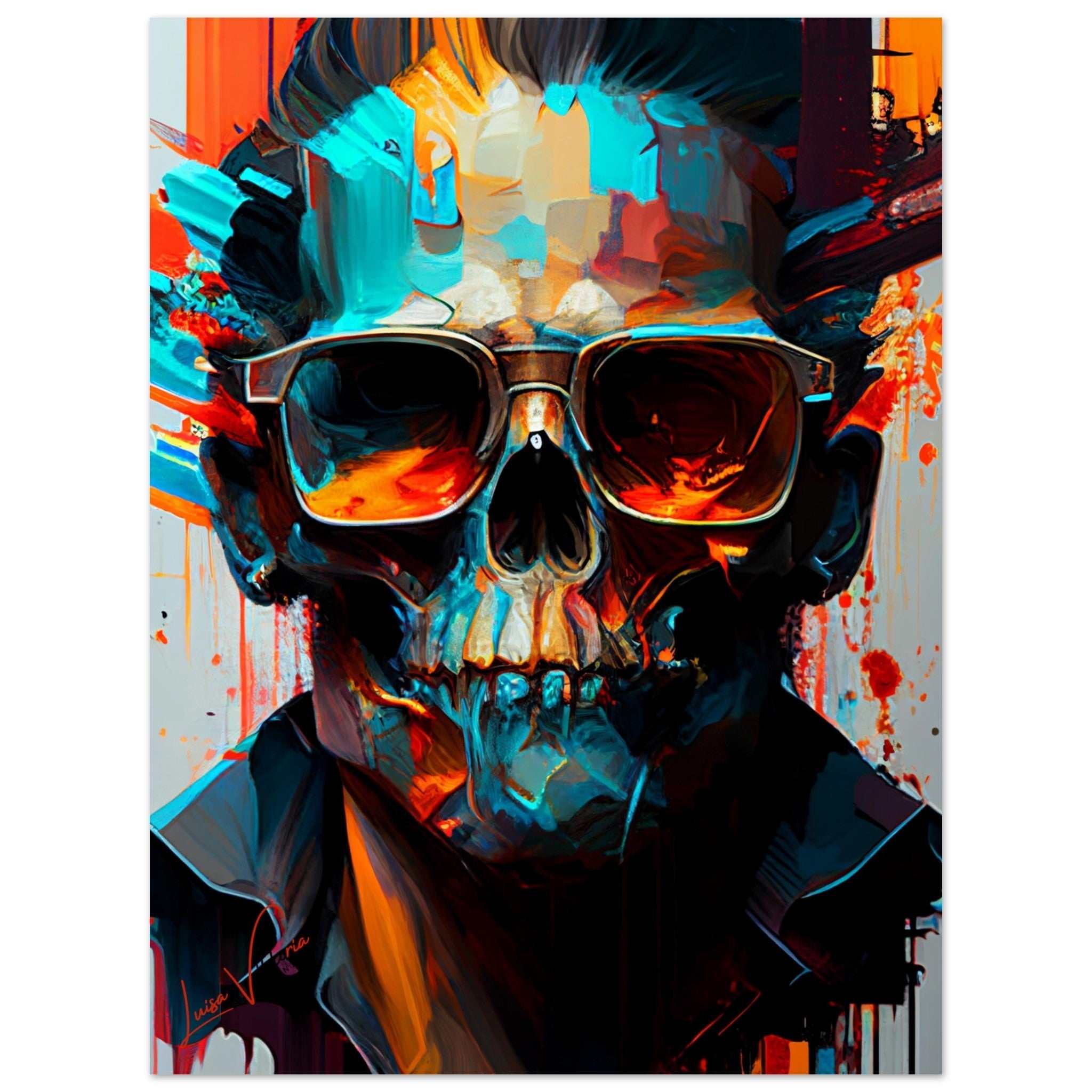 Man's skull colorful poster art print Luisa-Viktoria