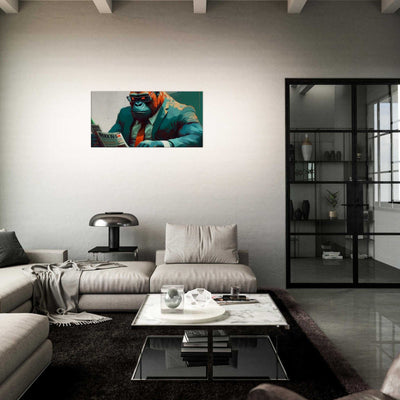 Gorilla with newspaper - canvas wall art print