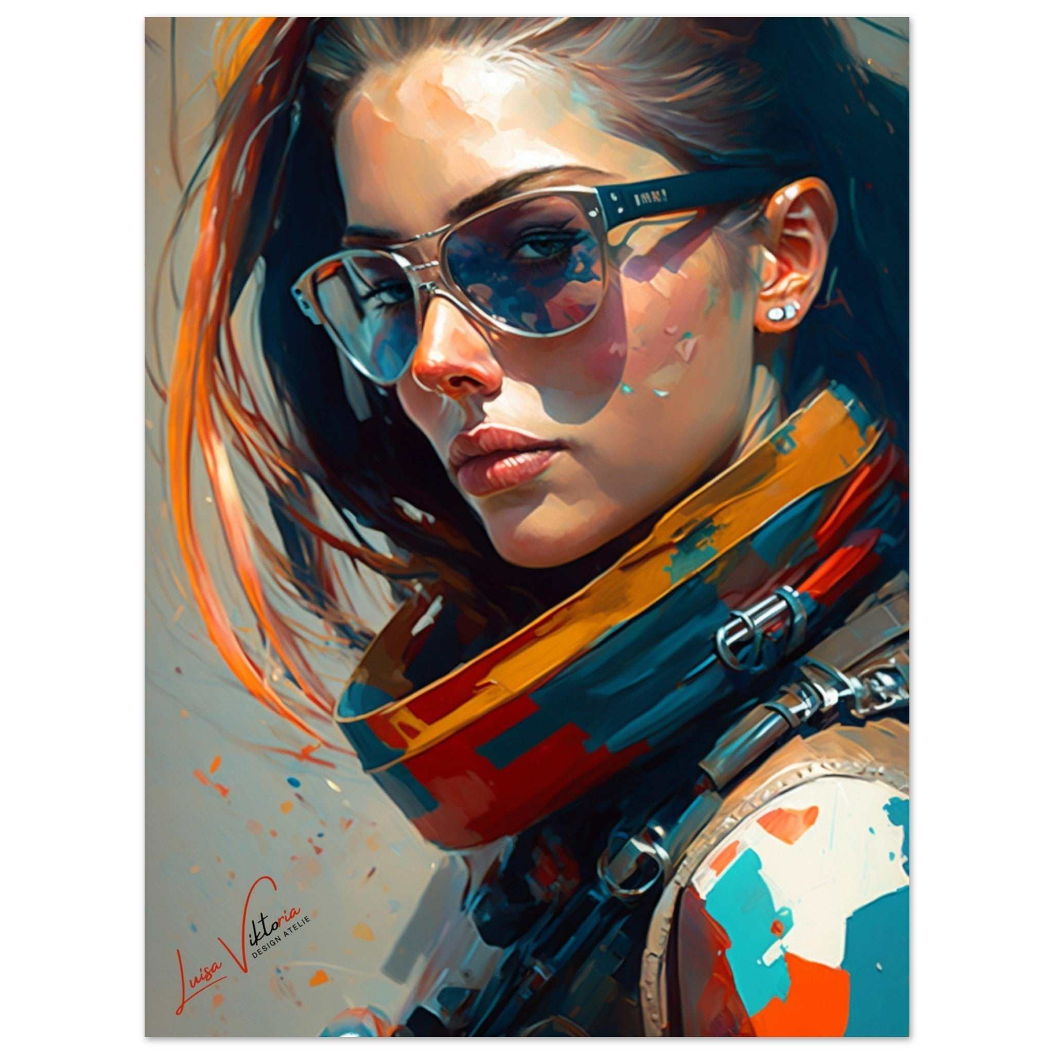 Woman's portrait colorful poster art print