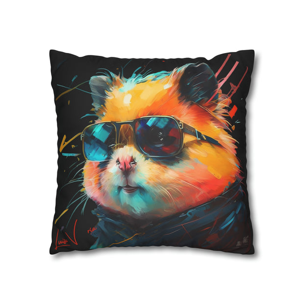 Pillow Case black, Hamster, Animal Art, Desing gift, by Luisa Viktoria