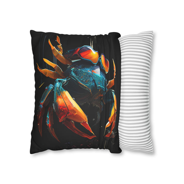 Pillow Case black, Crab with glasses, Animal Art, Desing gift, by Luisa Viktoria