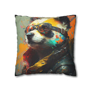 Pillow Case black, Panda with glasses, Animal Art, Desing gift, by Luisa Viktoria