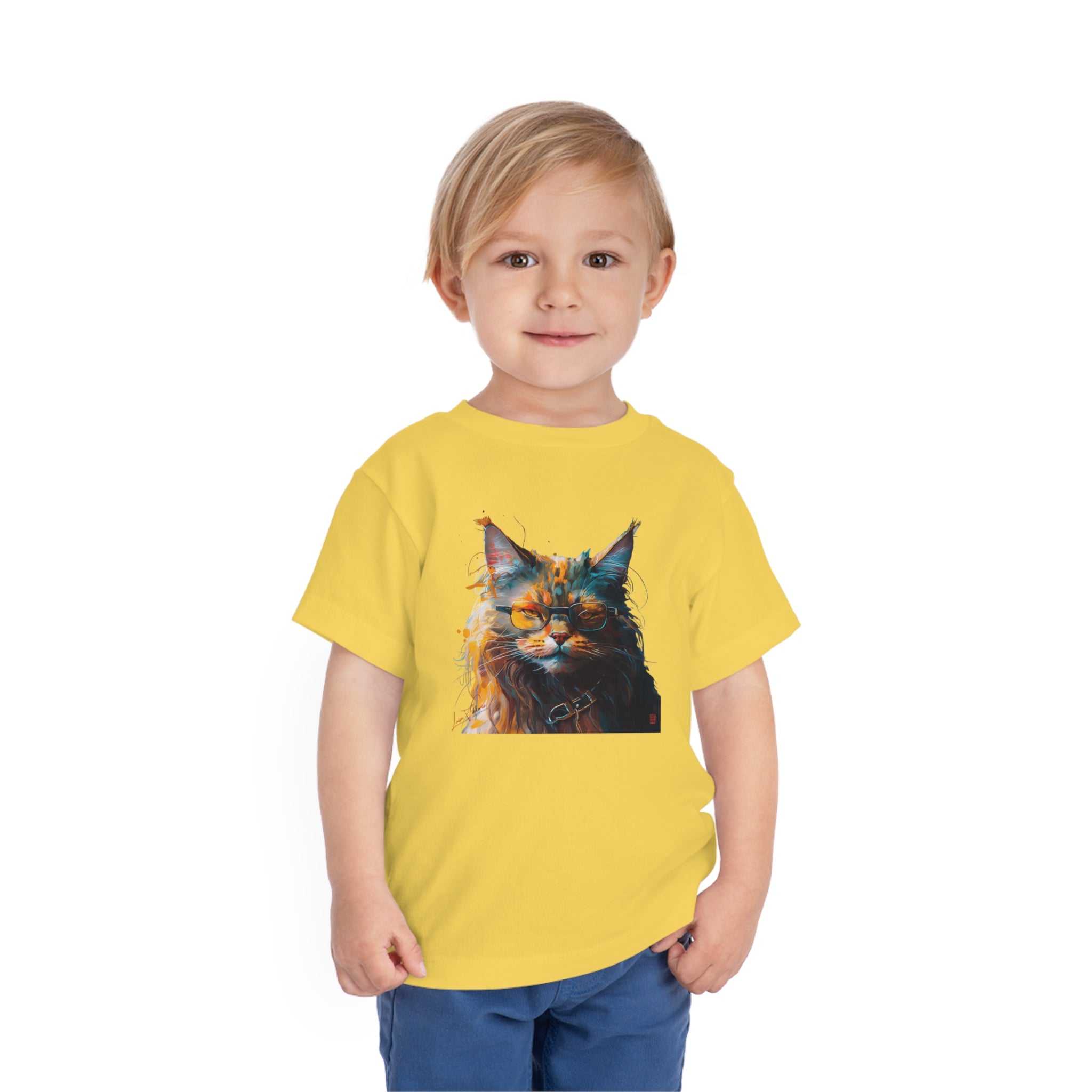 Maine coon Lifestyle Kids Animal T-Shirt yellow