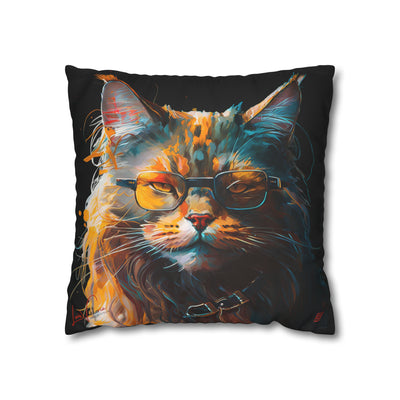 Pillow Case black, Maine coon, Animal Art, Design gift, by Luisa Viktoria