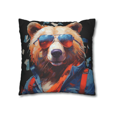 Pillow Case black, Bear, Animal Art, Desing gift, by Luisa Viktoria