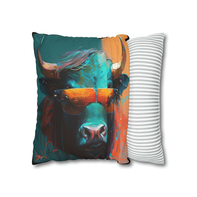 Bull with glasses accent pillow cover and throw cushion case Luisa-Viktoria