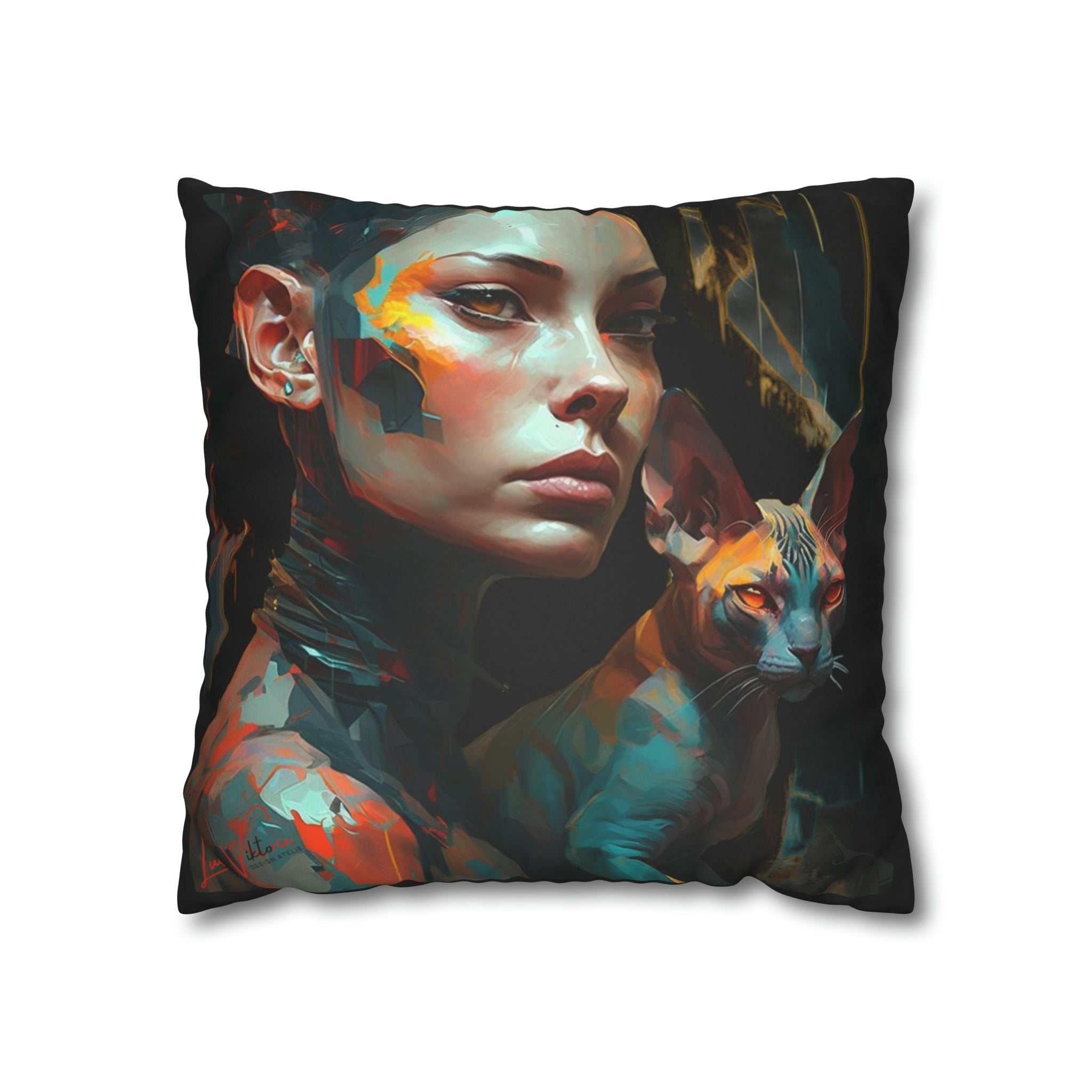 Sphynx accent pillow cover and throw cushion case Luisa-Viktoria