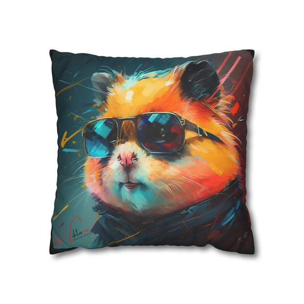 Pillow Case black, Hamster, Animal Art, Desing gift, by Luisa Viktoria