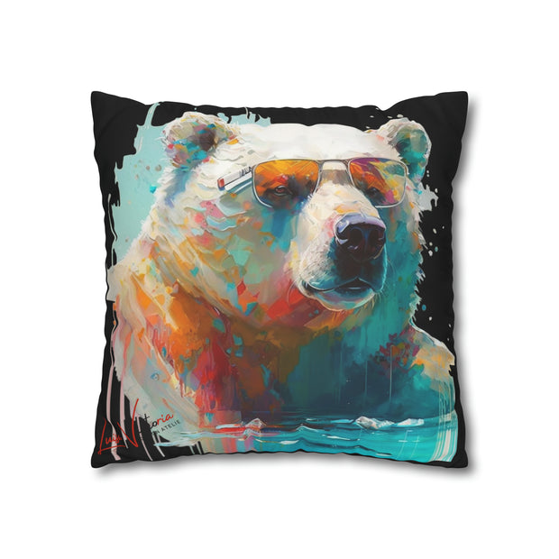 Pillow Case black, Polar bear, Animal Art, Desing gift, by Luisa Viktoria