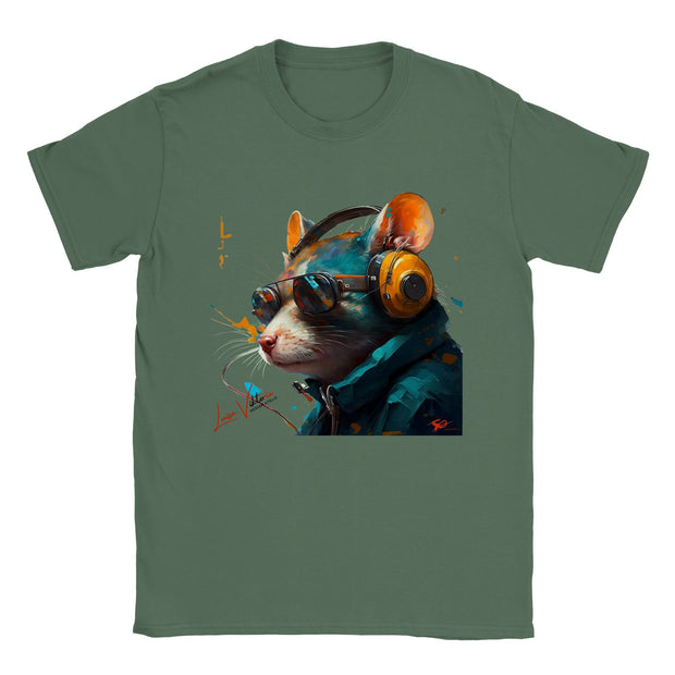 Unisex Trend Art Design T-Shirt. Rat with glasses. Luisa Viktoria