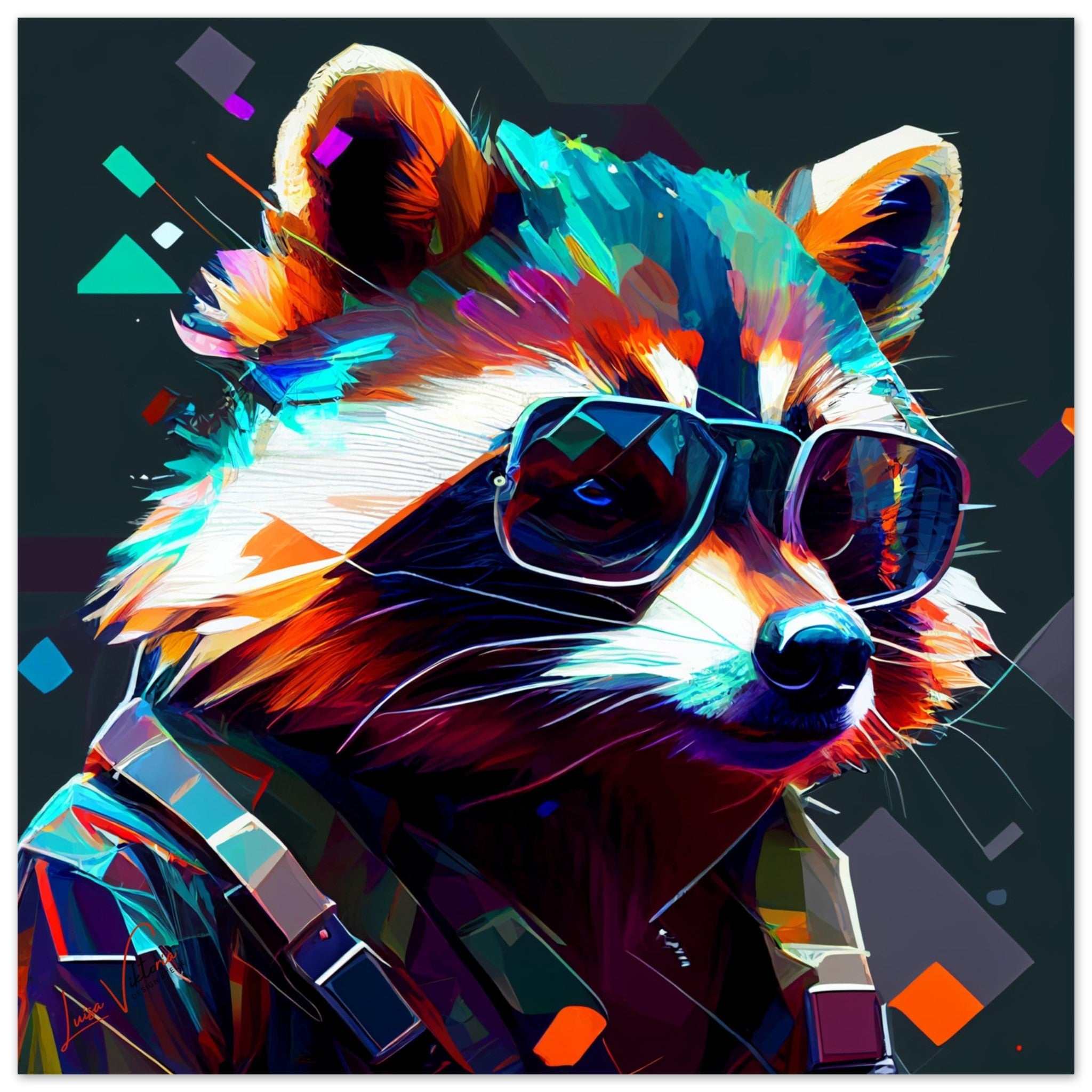 Raccoon luxury wall art decor unique gift Luisa-Viktoria