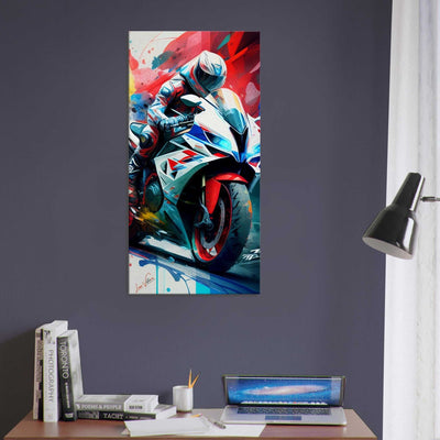 Yamaha R1 Motorcycle vertical canvas wall art print