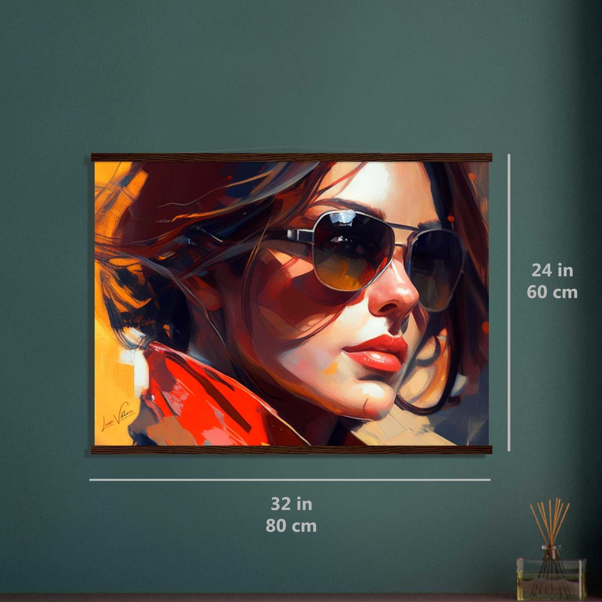 Woman with sunglasses. Luxury poster with rails by Luisa-Viktoria