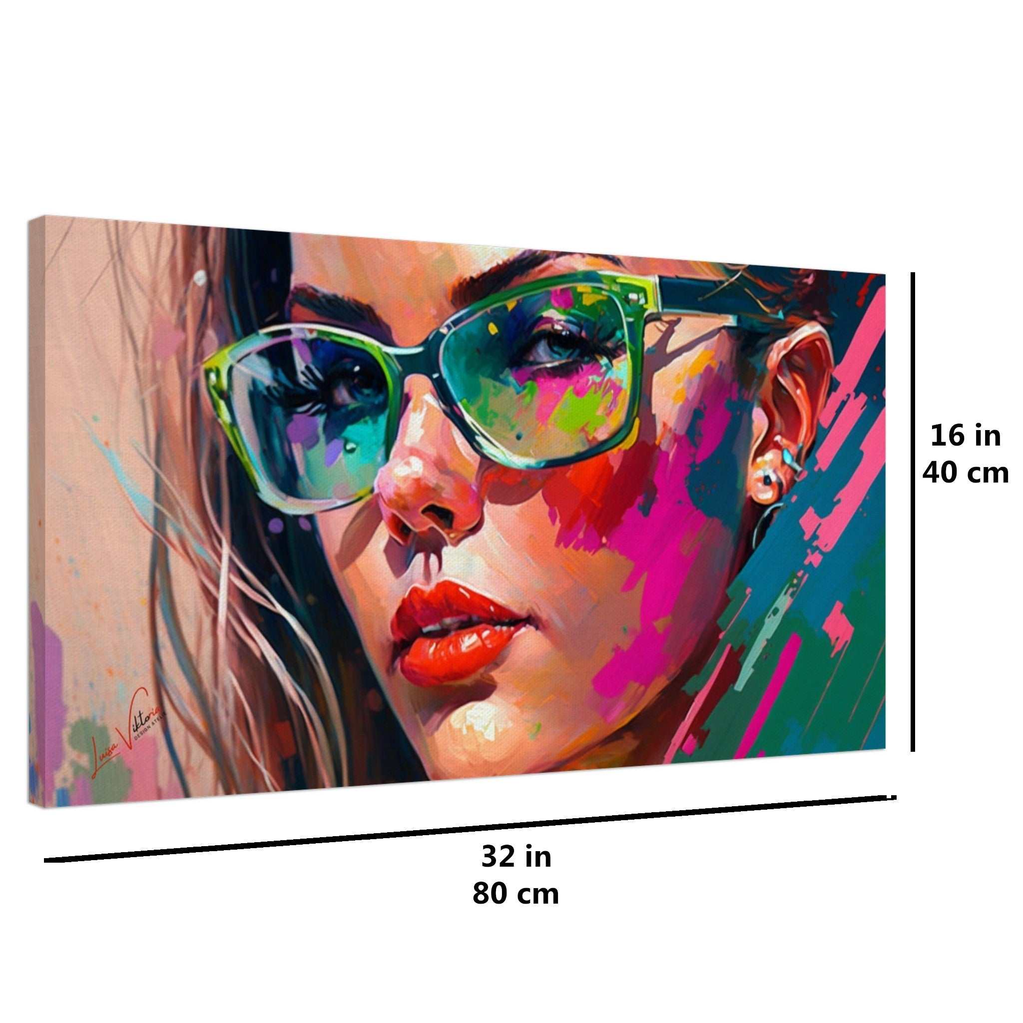 Pink and blue horizontal canvas wall art print Luisa-Viktoria
