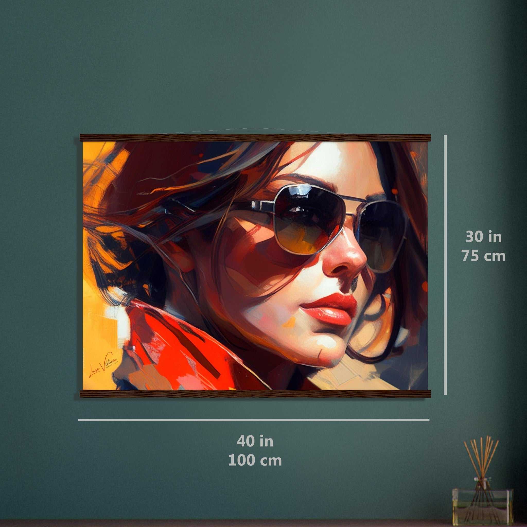 Woman with sunglasses. Luxury poster with rails by Luisa-Viktoria