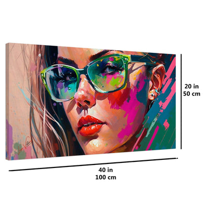 Pink and blue horizontal canvas wall art print